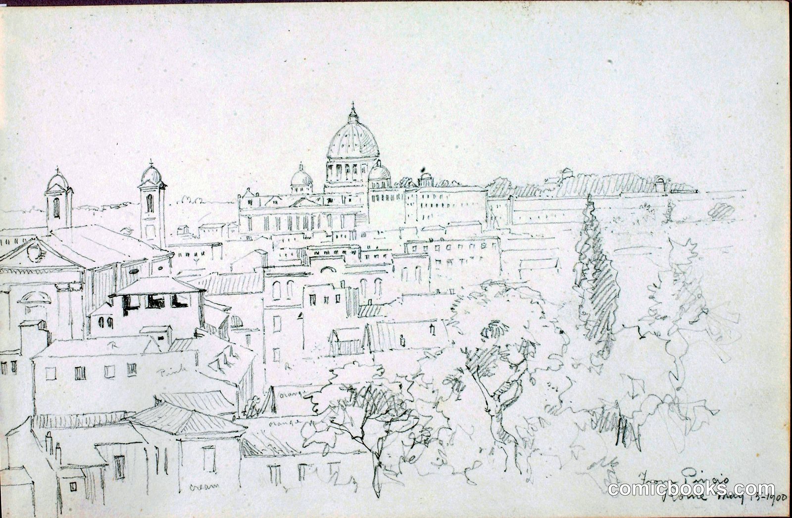 From Pincio, Rome by George Elbert Burr, born Monroe Falls, OH 1859-died Phoenix, AZ 1939