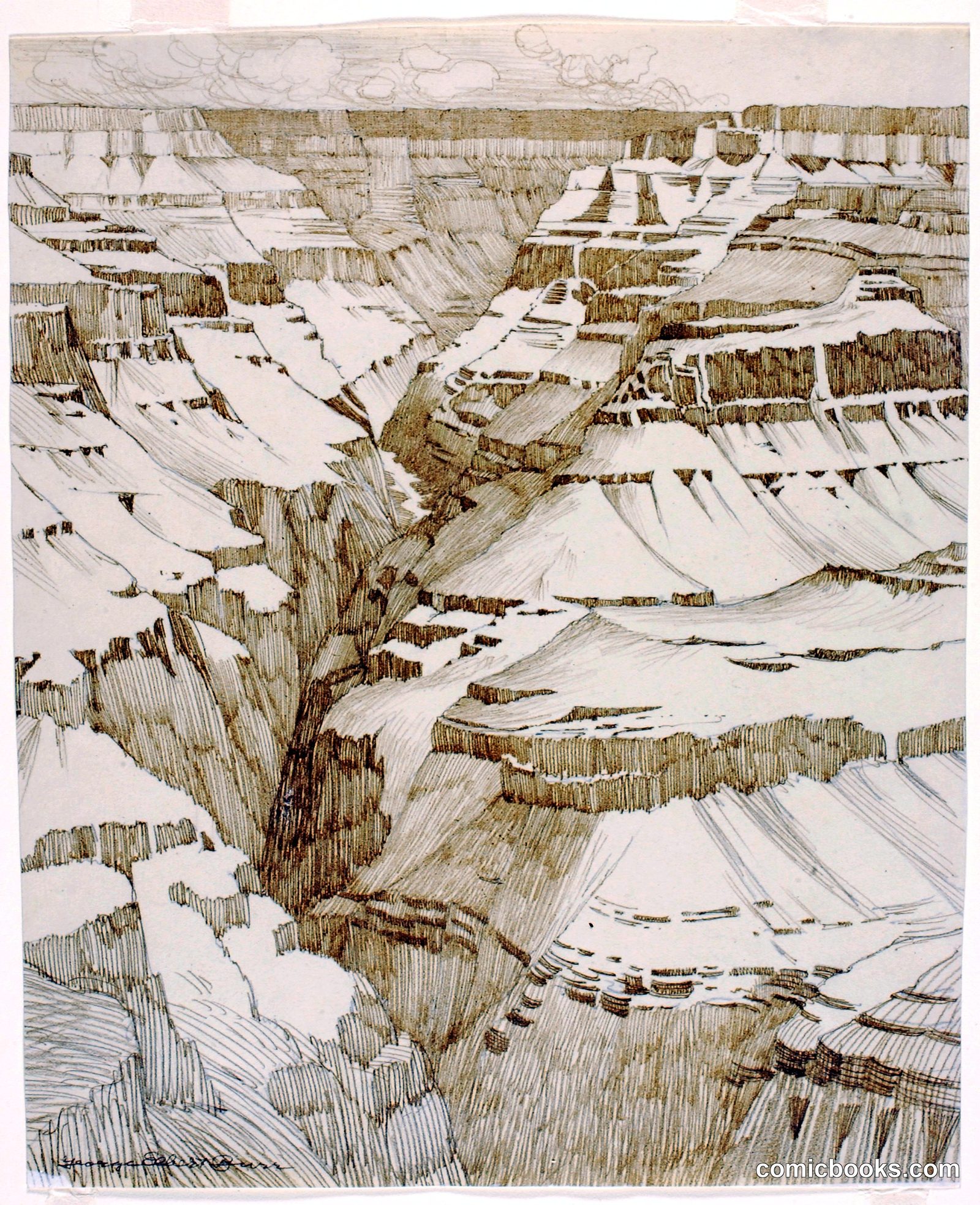 Grand Canyon Study by George Elbert Burr, born Monroe Falls, OH 1859-died Phoenix, AZ 1939