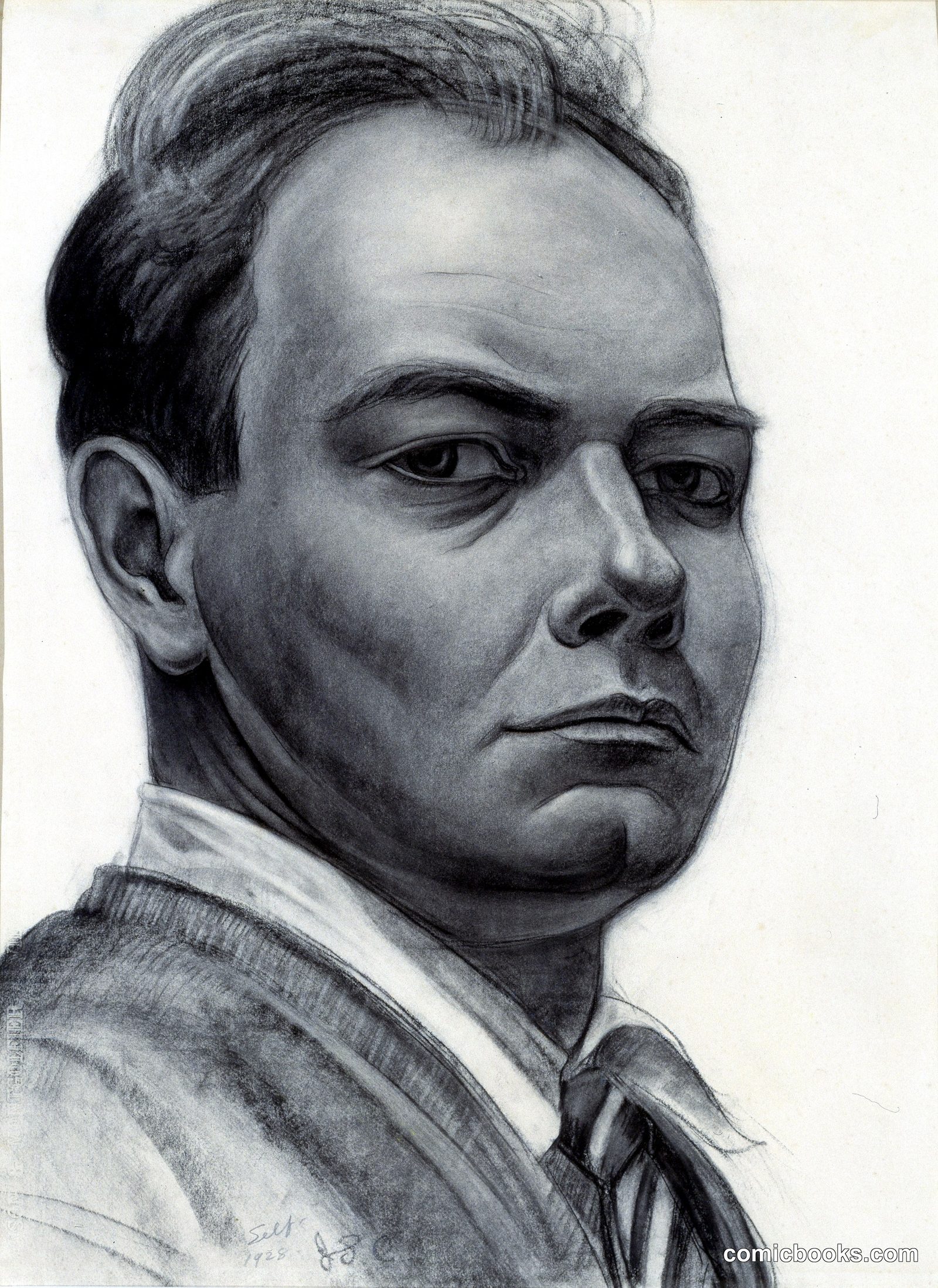 Self-Portrait by John Steuart Curry, born Dunavant, KS 1897-died Madison, WI 1946
