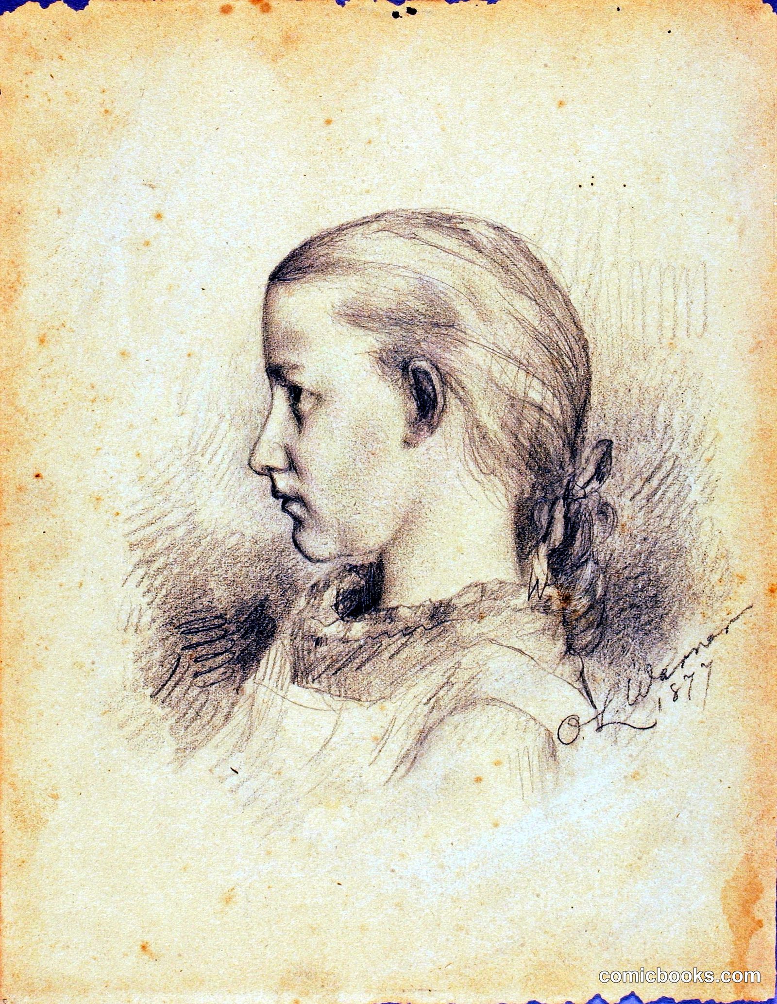Portrait of Carrie Elliott Warner by Olin Levi Warner, born Suffield, CT 1844-died New York City 1896