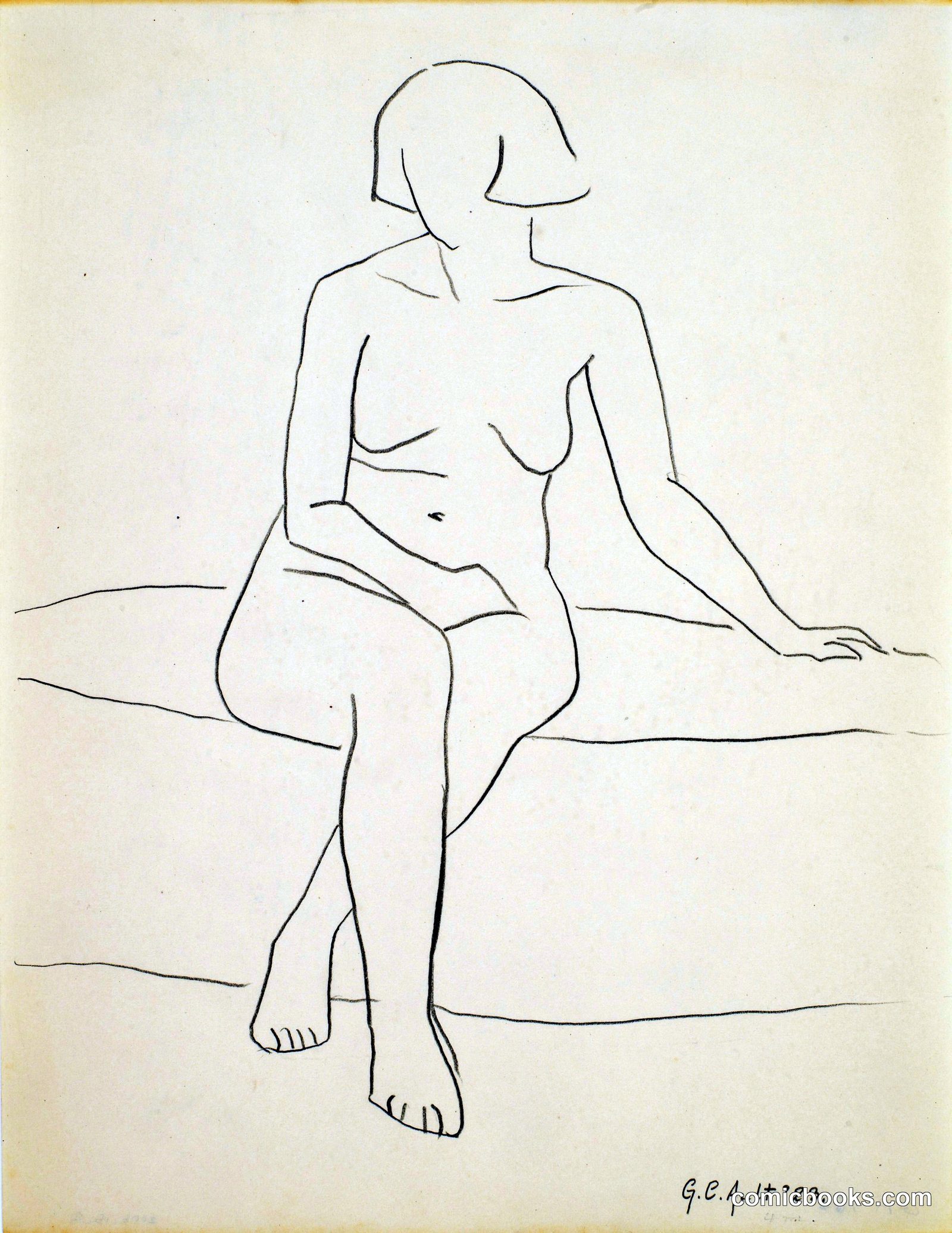 Untitled (Seated Female Figure) by George Ault, born Cleveland, OH 1891-died Woodstock, NY 1948