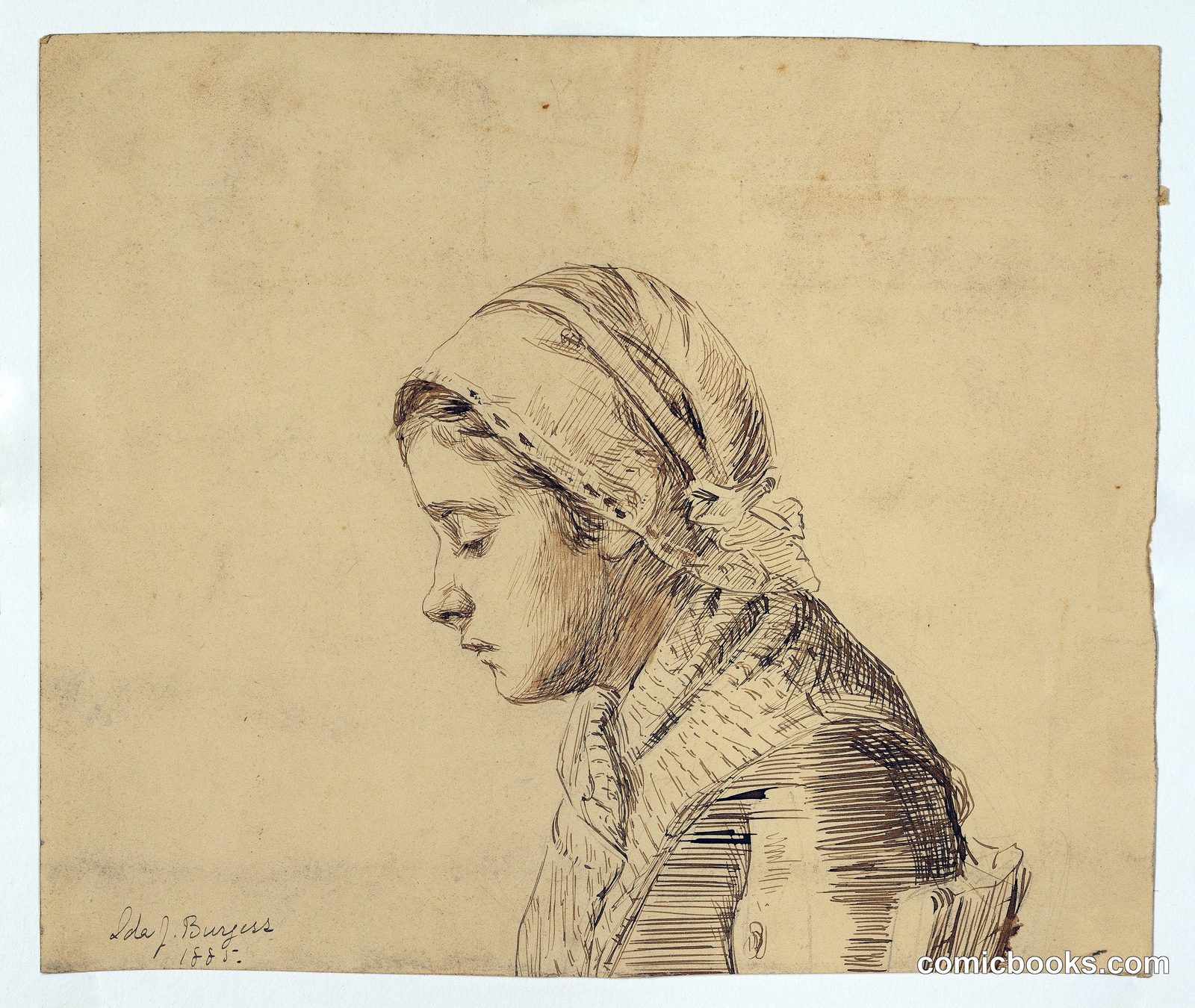 Untitled (Portrait of a Young Woman) by Ida Josephine Burgess, born Chicago, IL1855-died New York City 1934