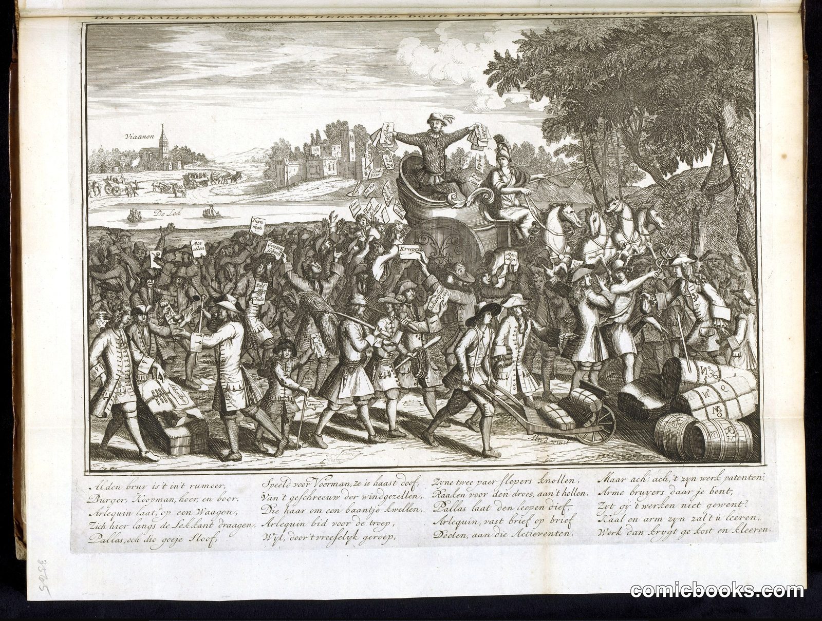 De triomferende Harlekijn en de Actionisten (The Triumphing Harlequin and the Stockjobbers)