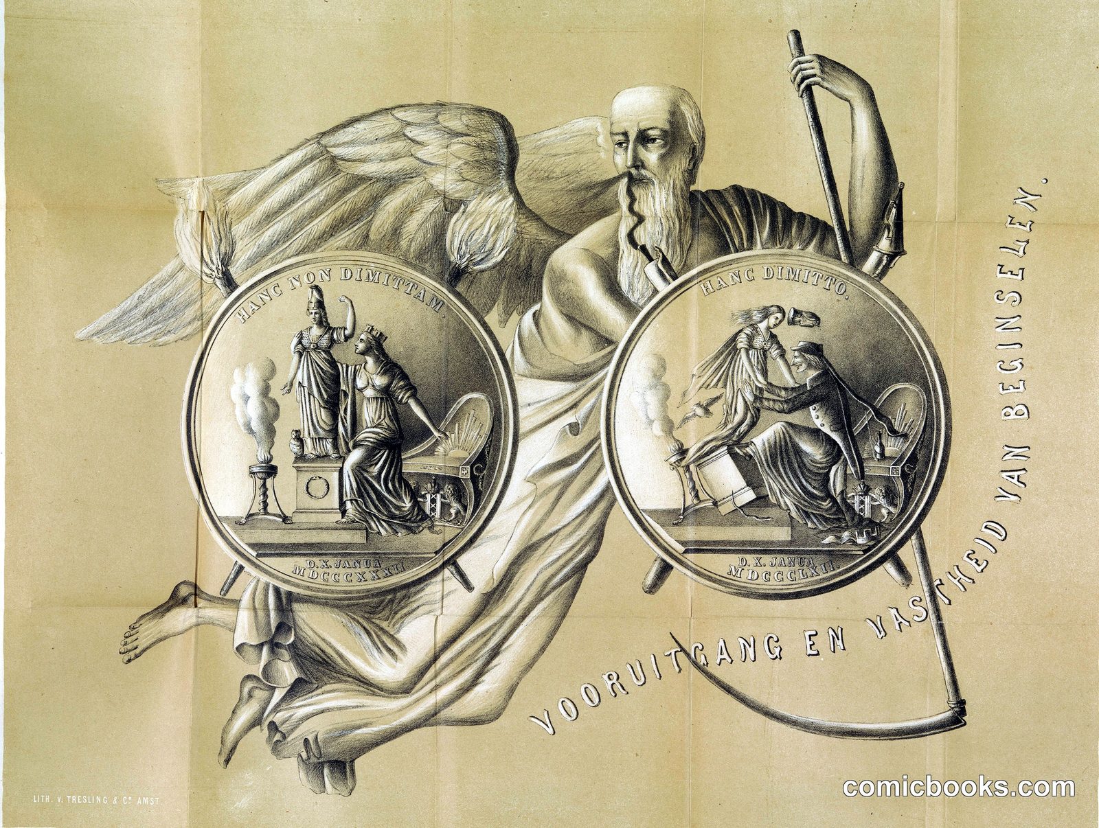 Allegorical Print with Ecclesiastical Medallions