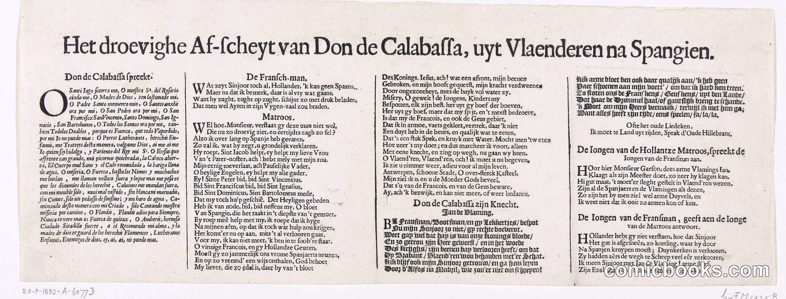 The Sorrowful Farewell of Don de Calabassa from Flanders, Returning to Spain