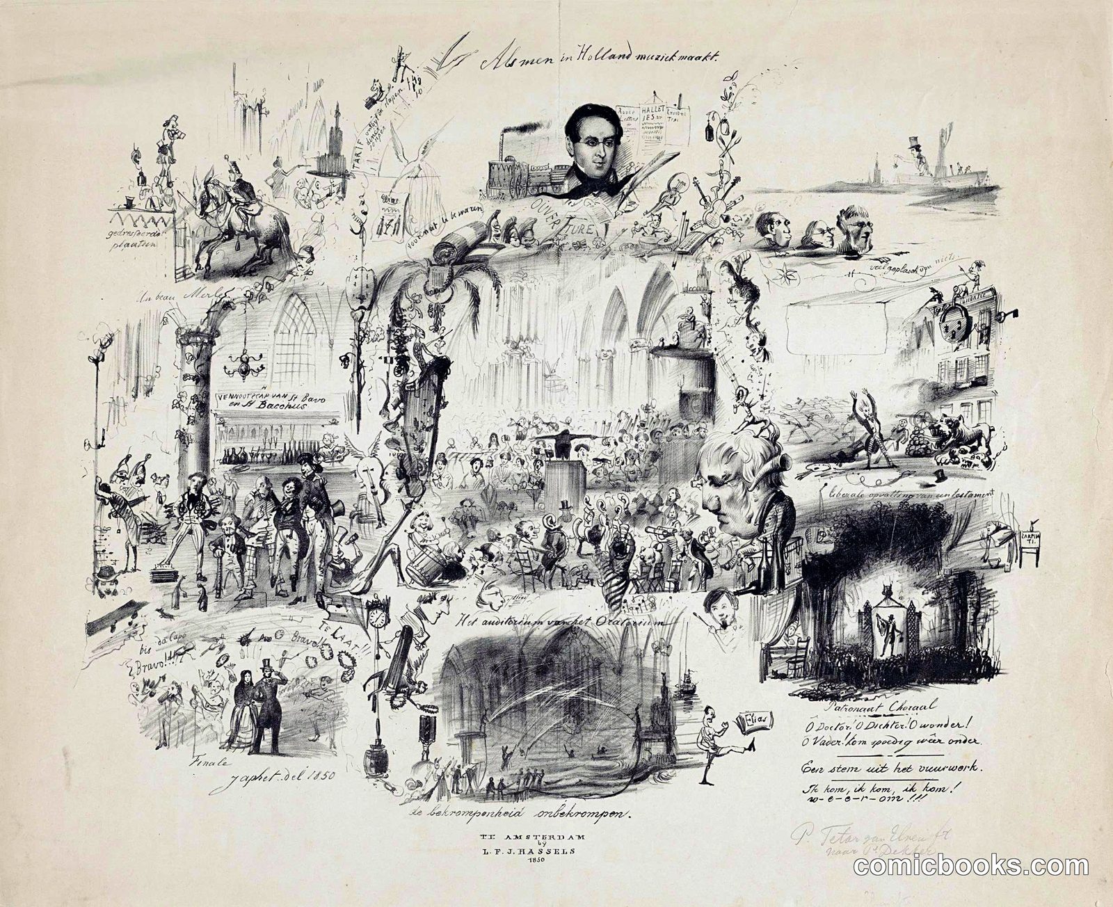 Spotprent op het muziekfeest (Political Satire on the Music Festival)