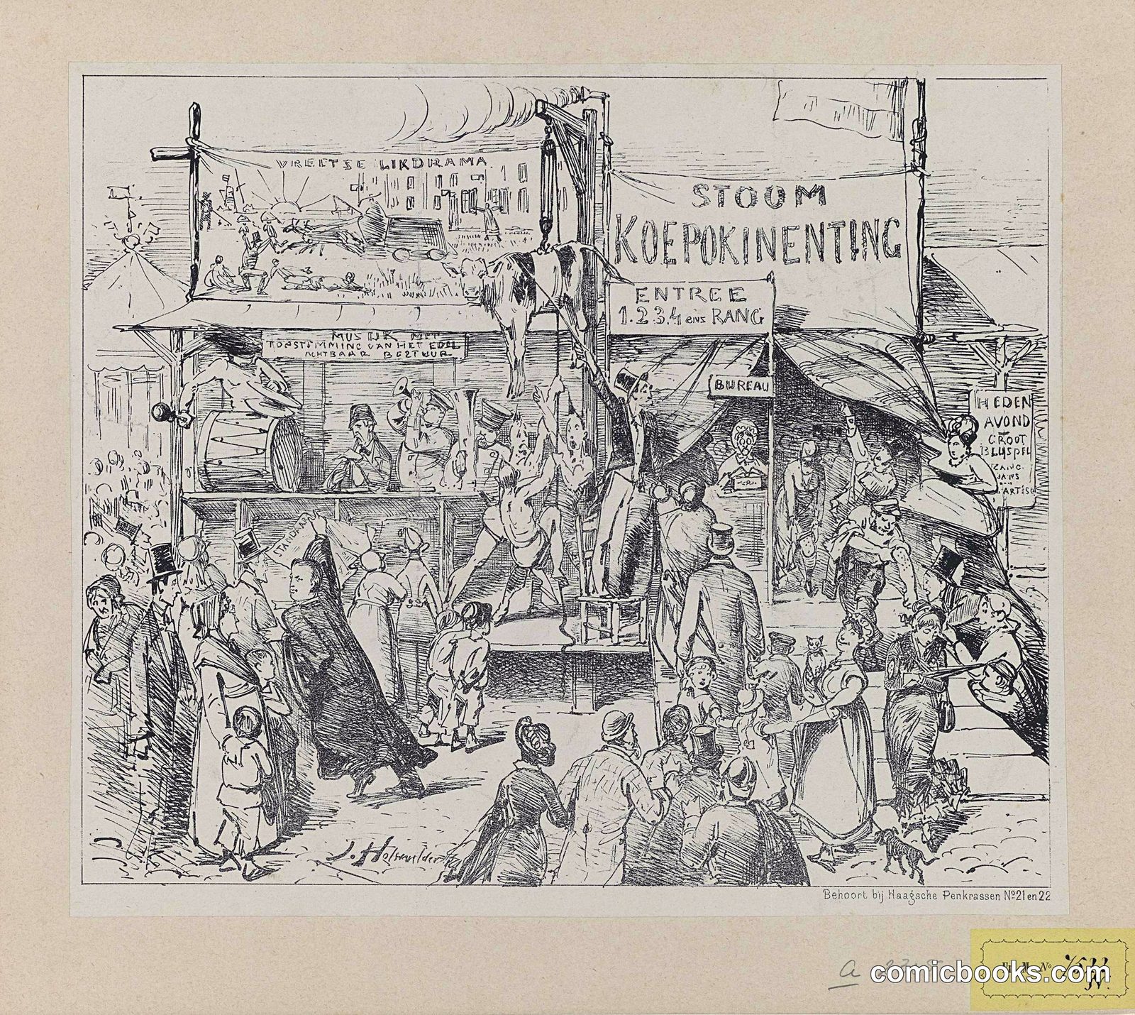 Dutch Satirical Print on Smallpox Fear, 1880