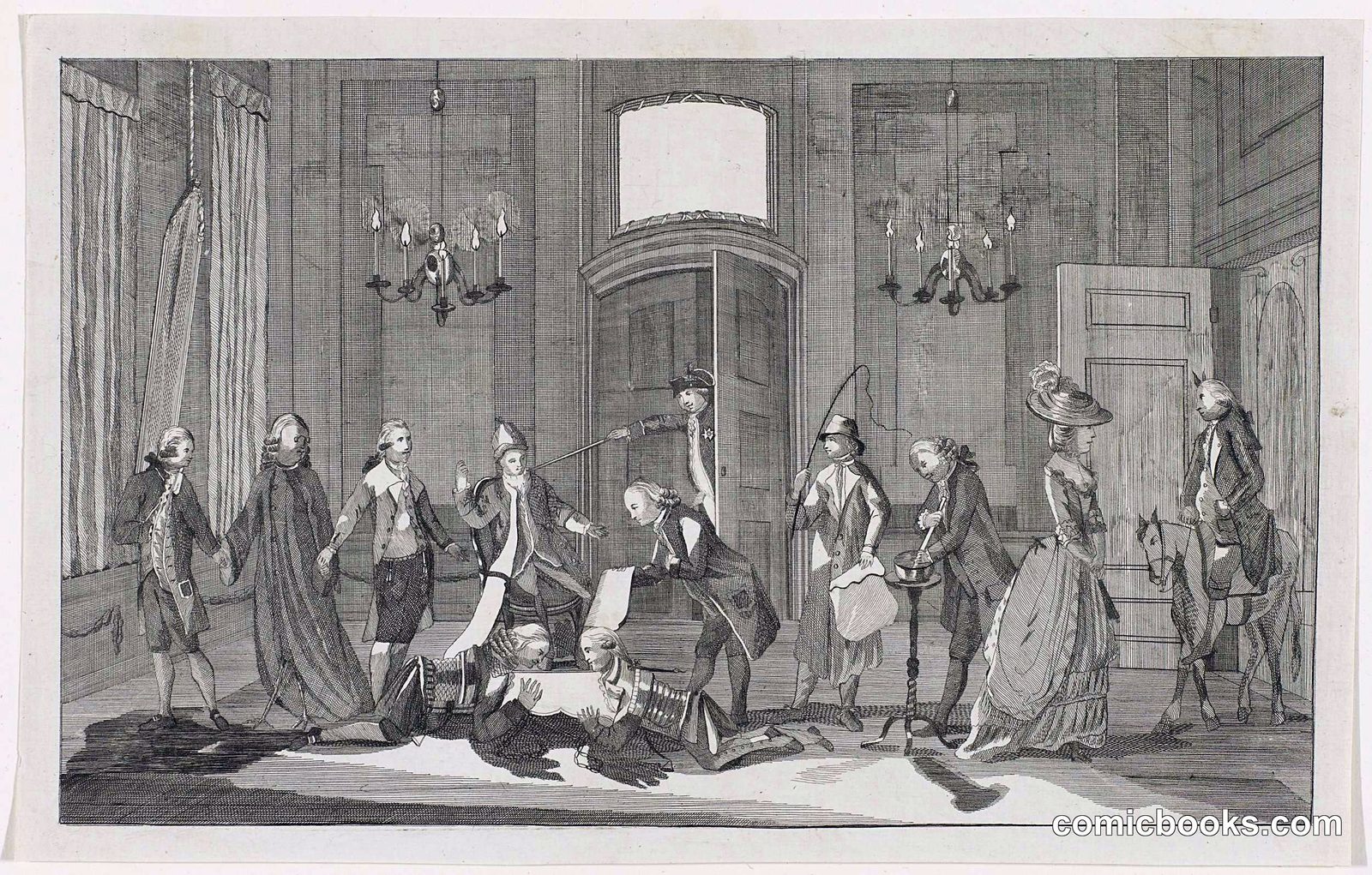 Spotprent op de prins en zijn aanhang [Political Jest on the Prince and His Followers]