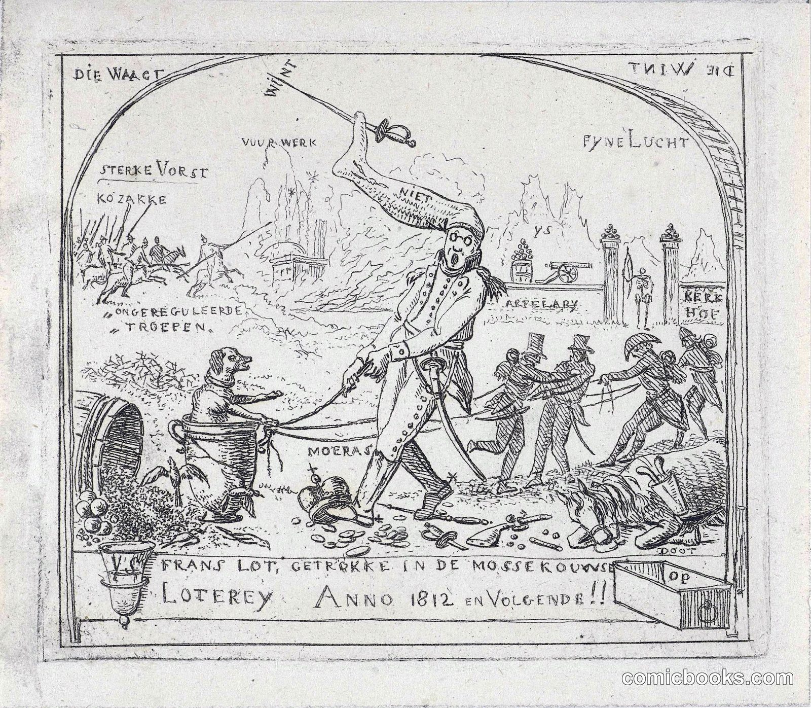 Napoleon Pulls a Dog in a Bowl Through the Swamp