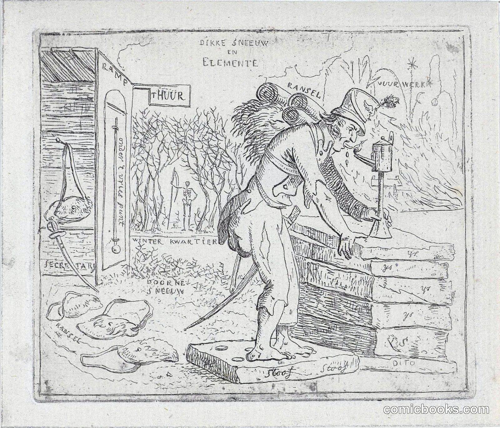 A French Soldier Thaws His Tongue at a Lamp