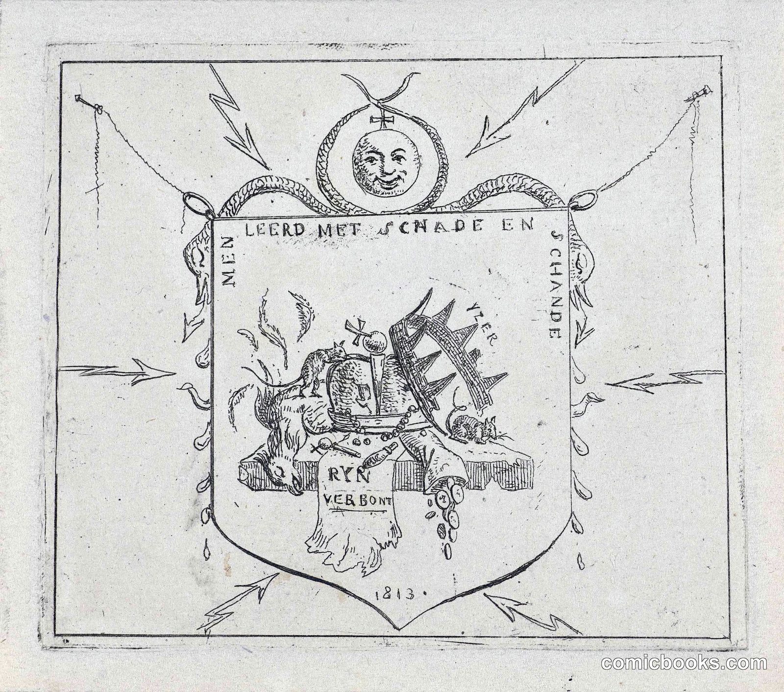 Shield with Broken Crowns and Torn Banner of the Rhineland Confederation