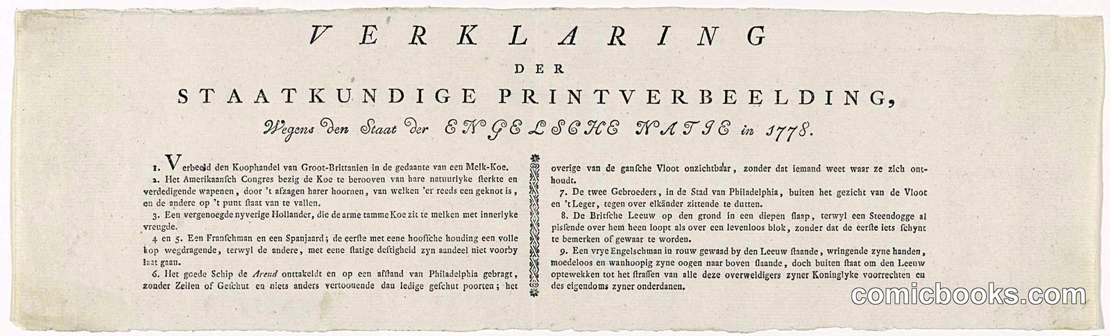 Explanation of the First Satirical Print on English Losses in the Struggle with America