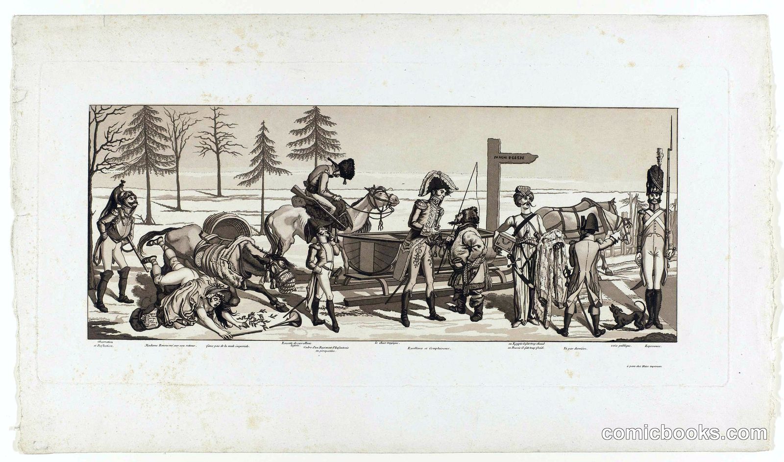 Spotprent op de terugtocht van Napoleon uit Rusland