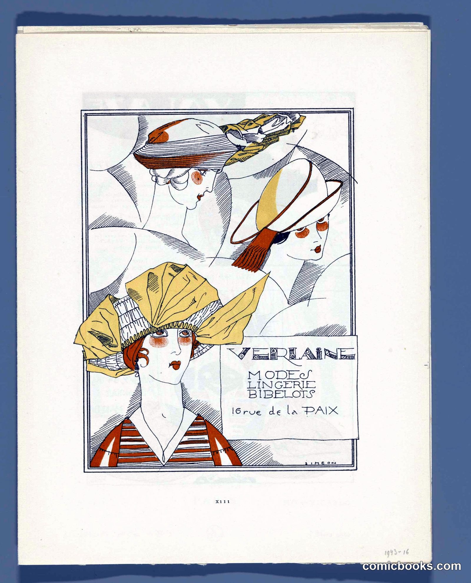 Advertisement for Verlaine Hats and Lingerie