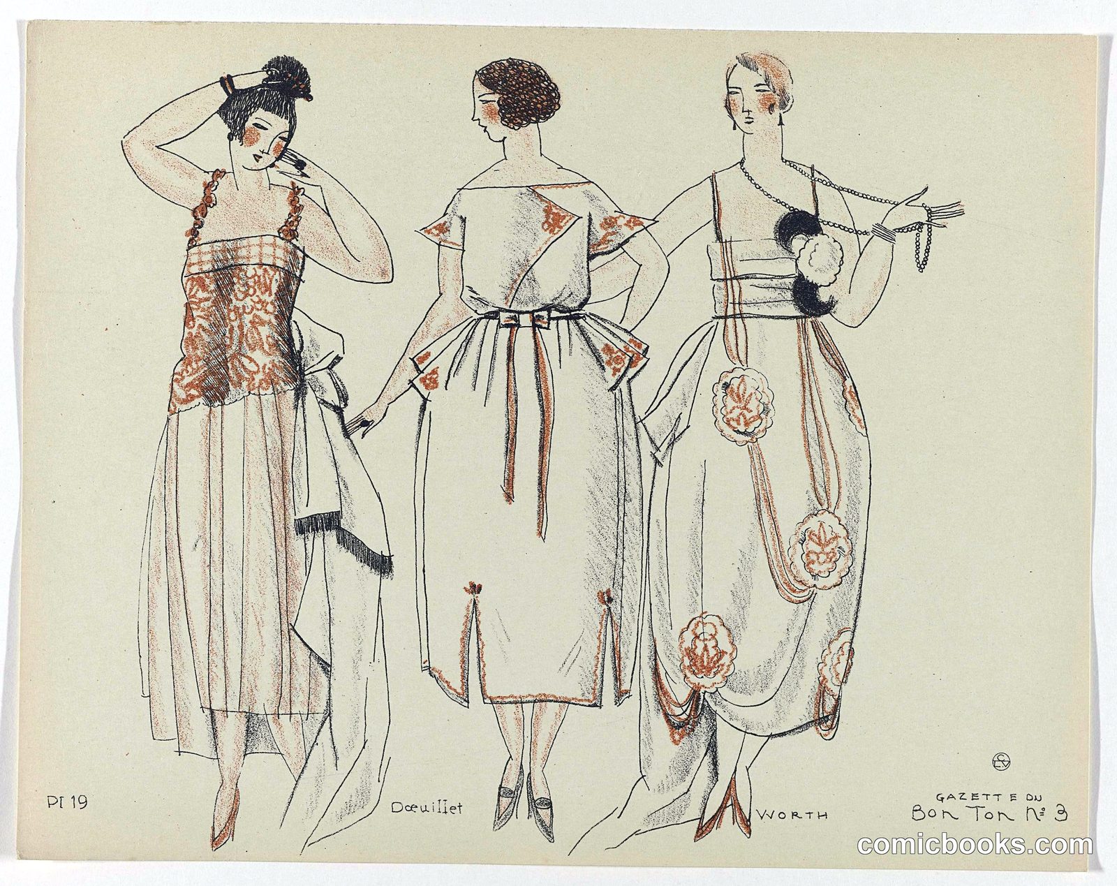 Fashion Illustration: Doeuillet and Worth Designs