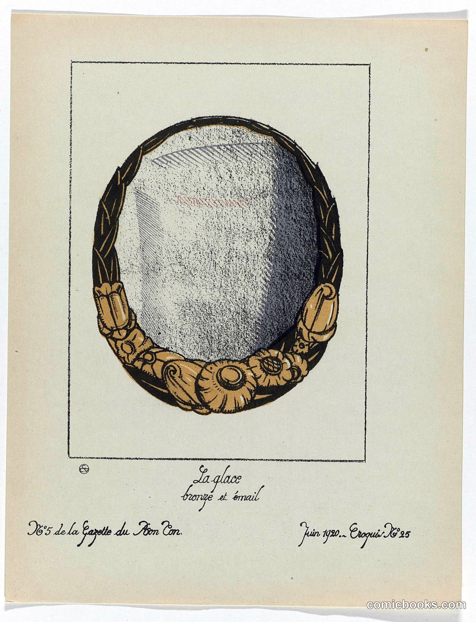 La glace bronzé et émail (Glazed and Enameled Mirror)