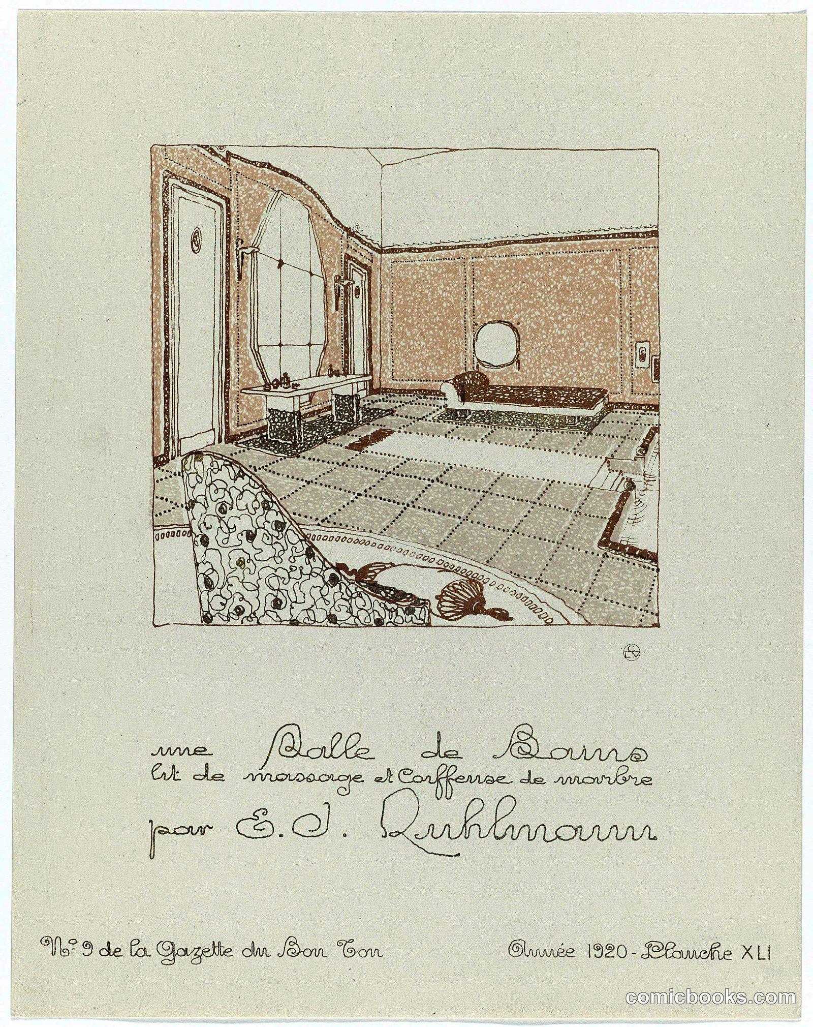 Bathroom with Massage Bed and Marble Vanity by E.D. Ruhlmann