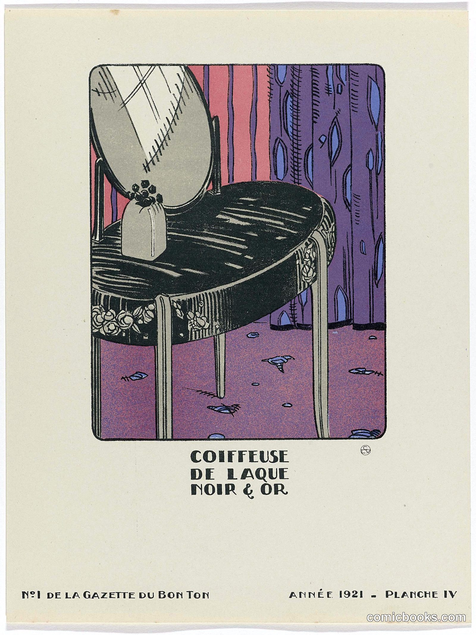 Coiffeuse de Laque Noir & Or
