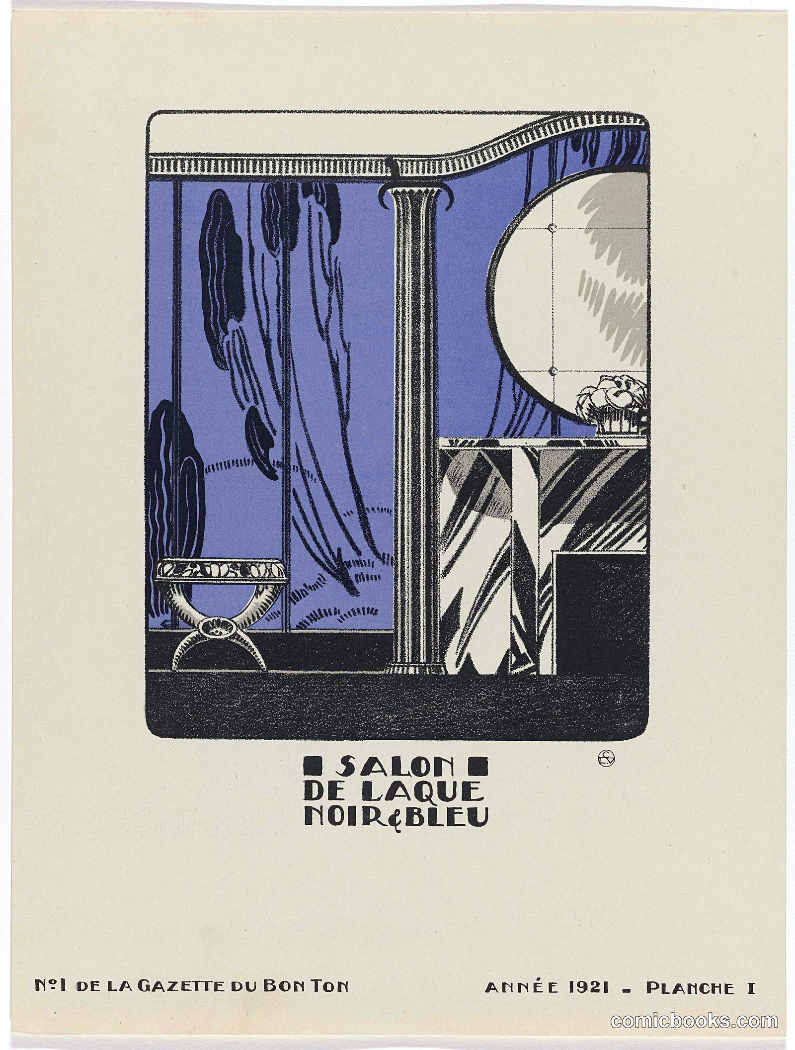 Salon de Laque Noir et Bleu