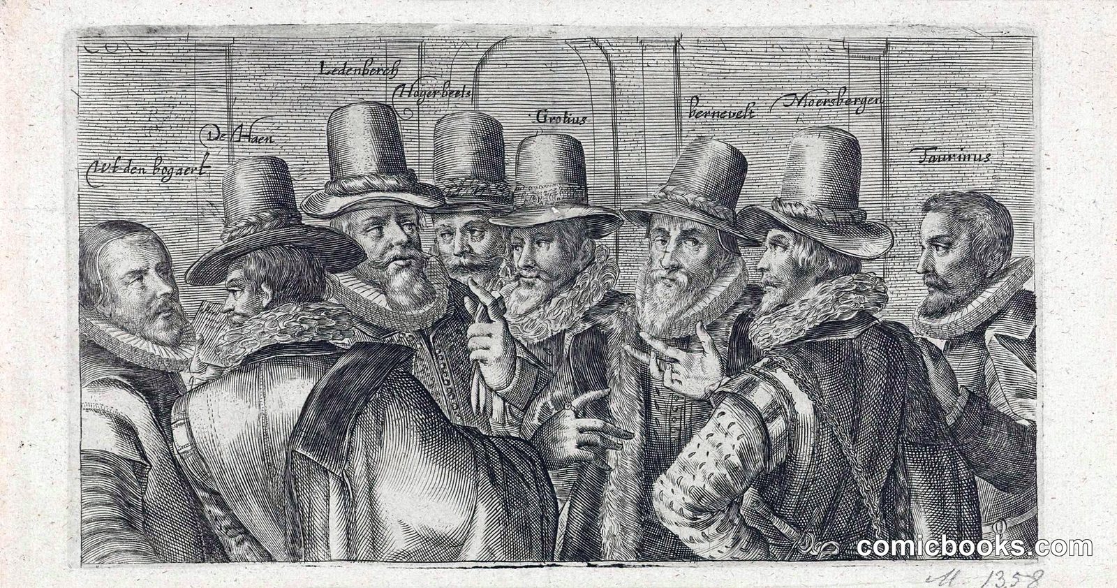 Spotprent op Johan van Oldenbarnevelt en zijn medestanders