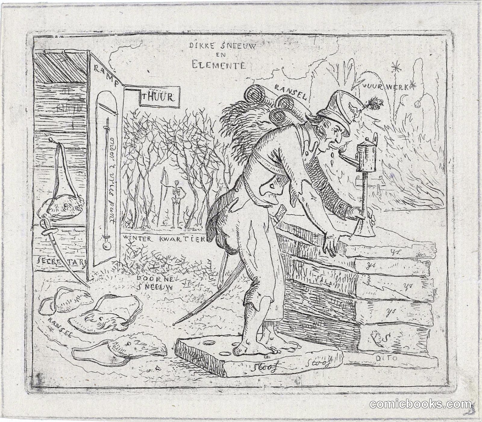 A French Soldier Thaws His Tongue at a Lamp