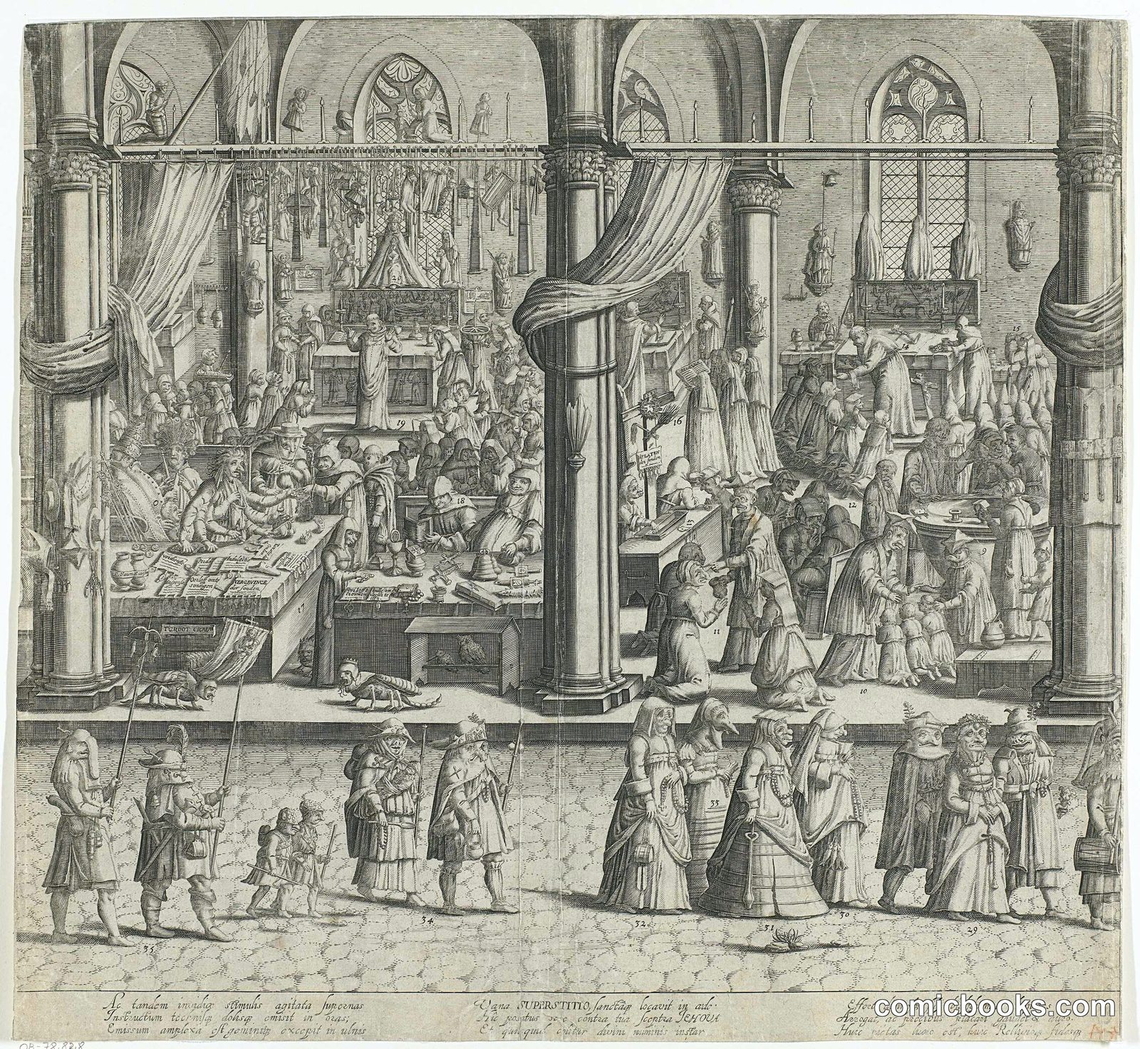 A Grotesque Satire on the Roman Church (Center Sheet)