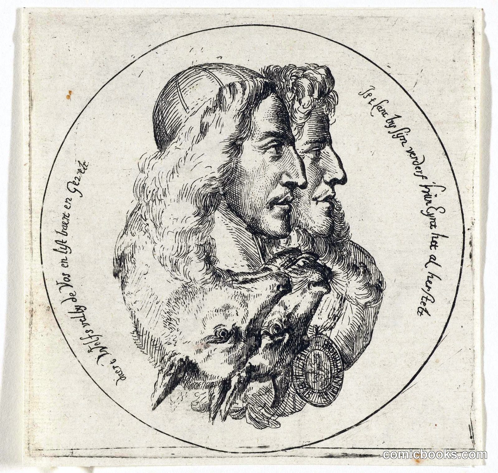 Portretten van de gebroeders de Witt als een vos en een wolf