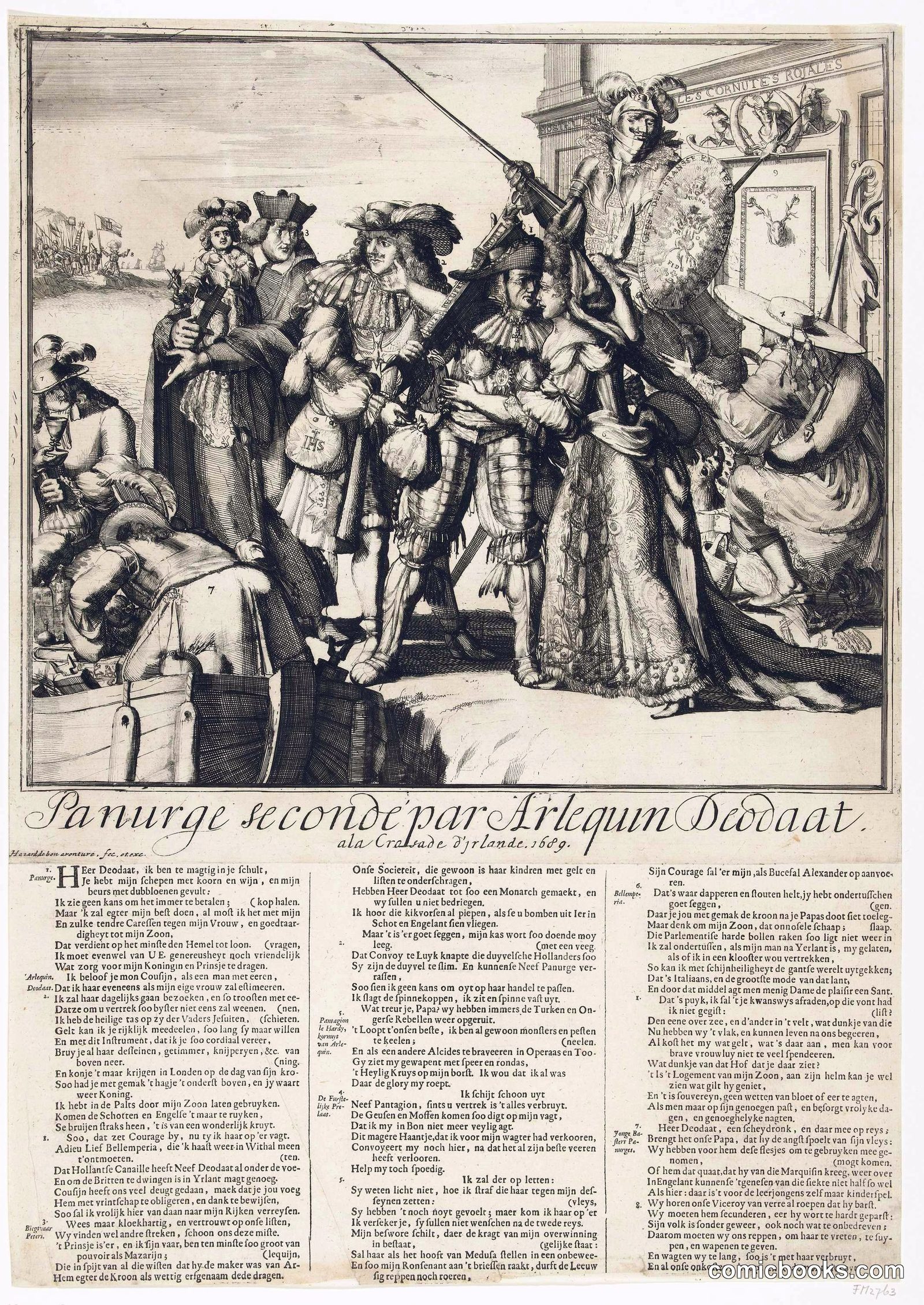 Satirical Print on James II's Departure to Ireland