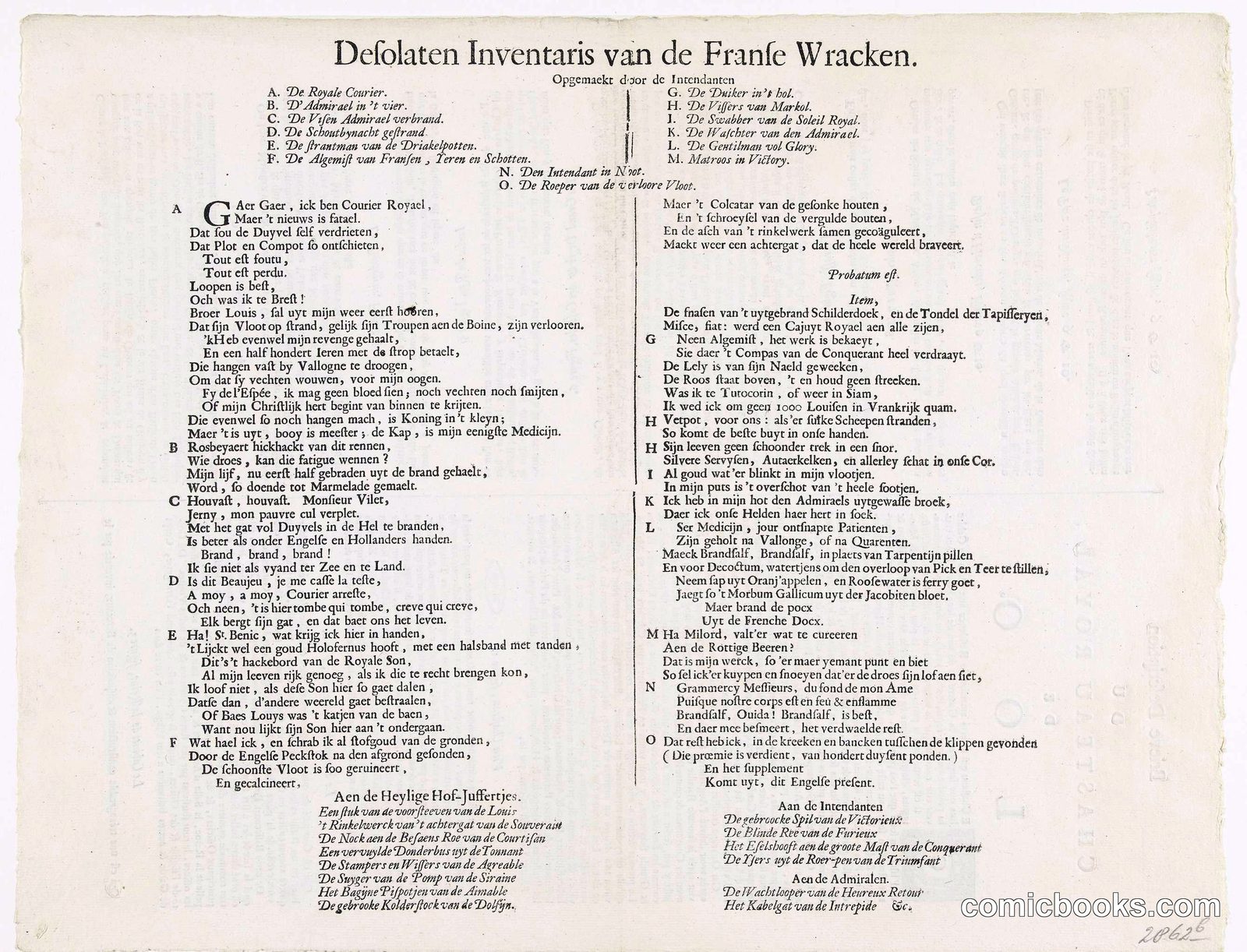 Defolaten Inventaris van de Franße Wracken (Inventory of the French Wreckage)