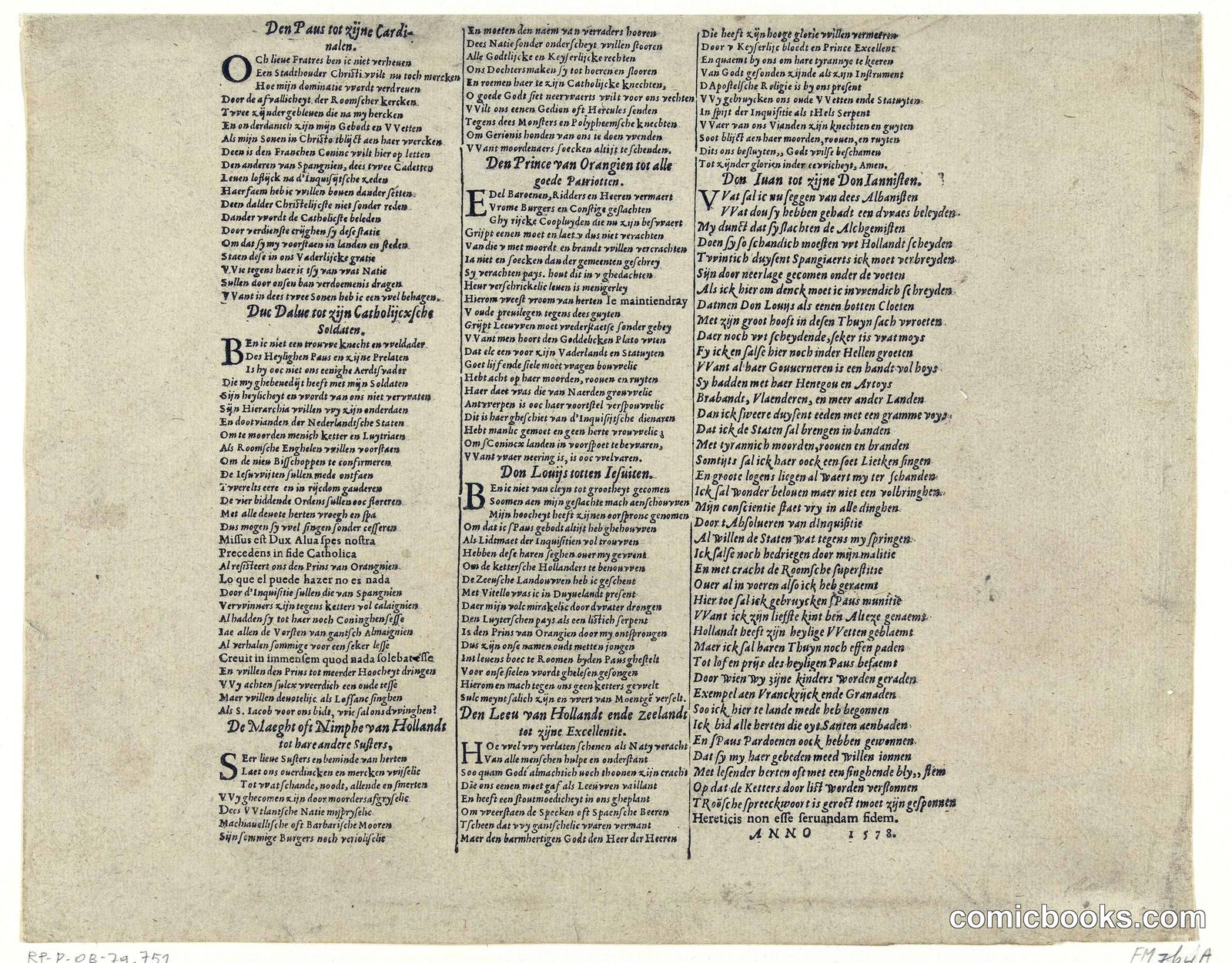 Broadside Satire on Don Juan of Austria, 1578