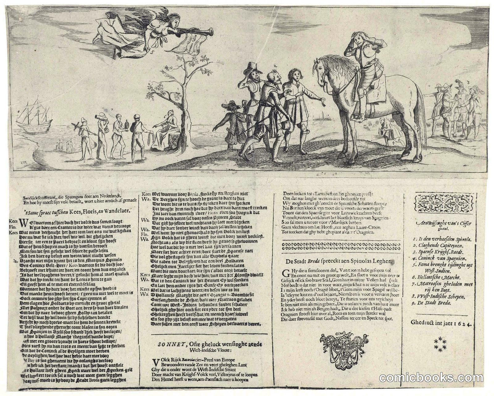 Spotprent op het geldtekort van Spinola [Satirical Print on Spinola's Lack of Funds]