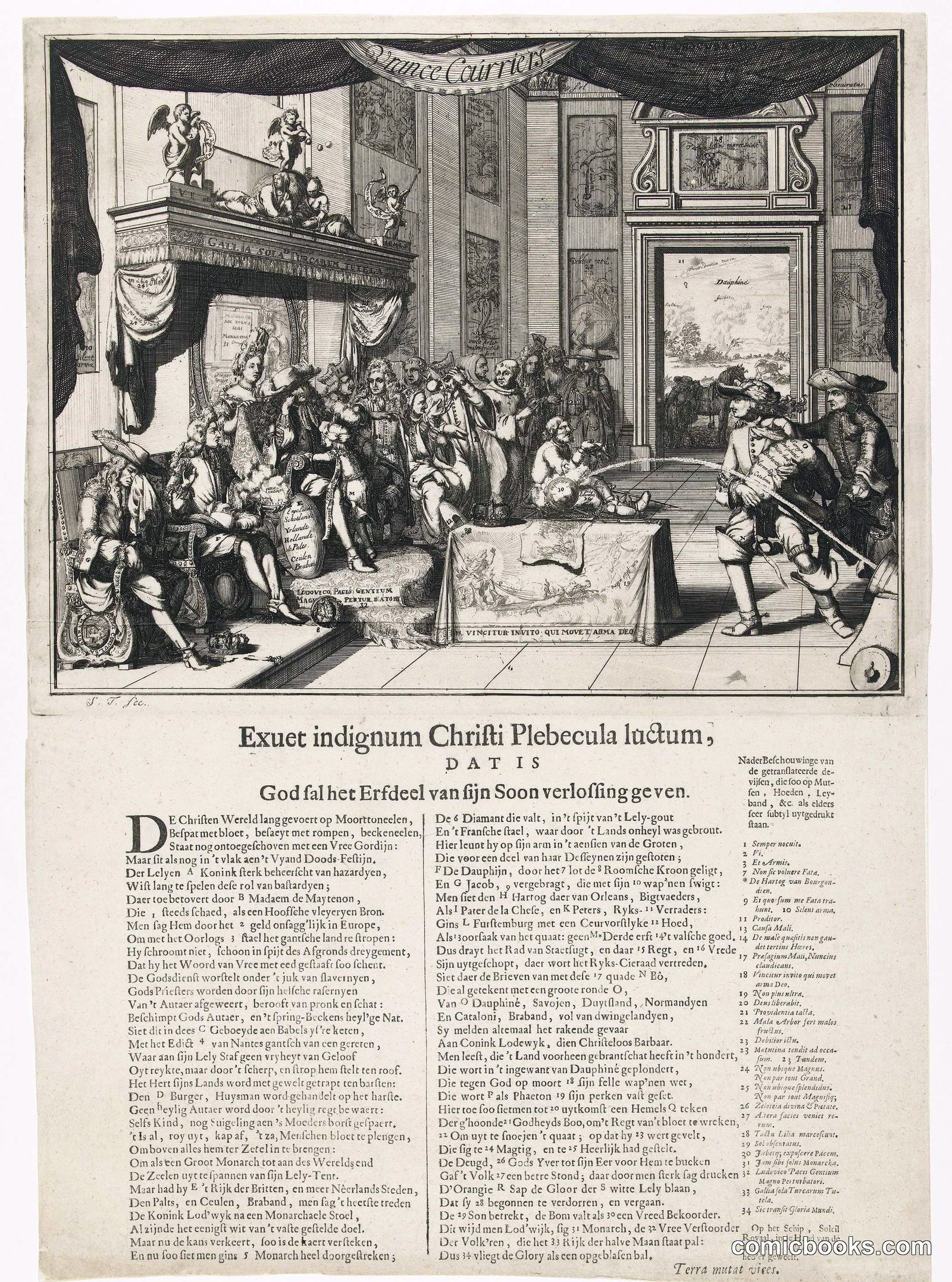 Satirical Print on the Miserable State of France Under Louis XIV's Rule