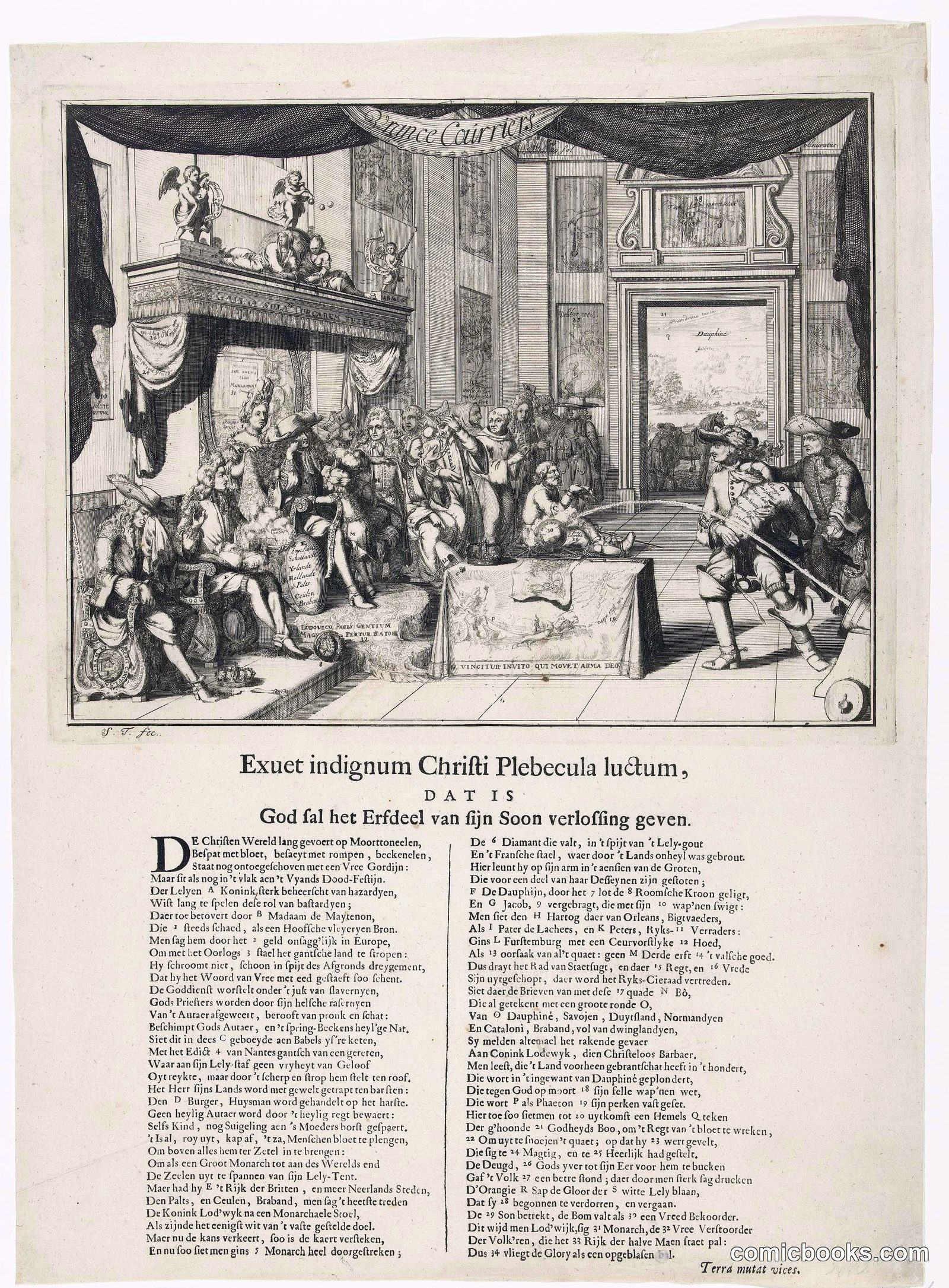 Exuet indignum Christi Plebecula luctum [Satirical Print on the Deplorable State of France Under Louis XIV's Rule]