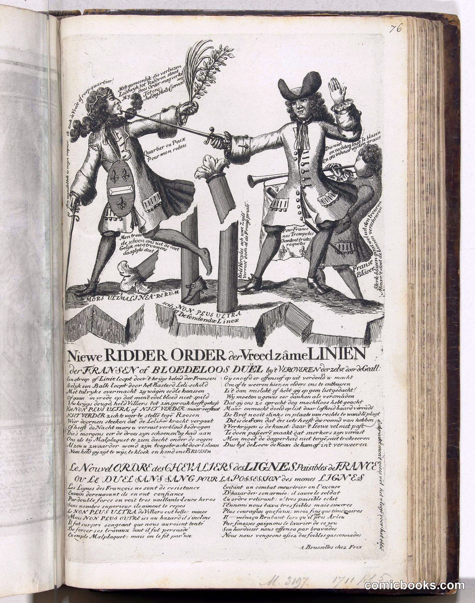 Spotprent op de Franse verliezen in 1711