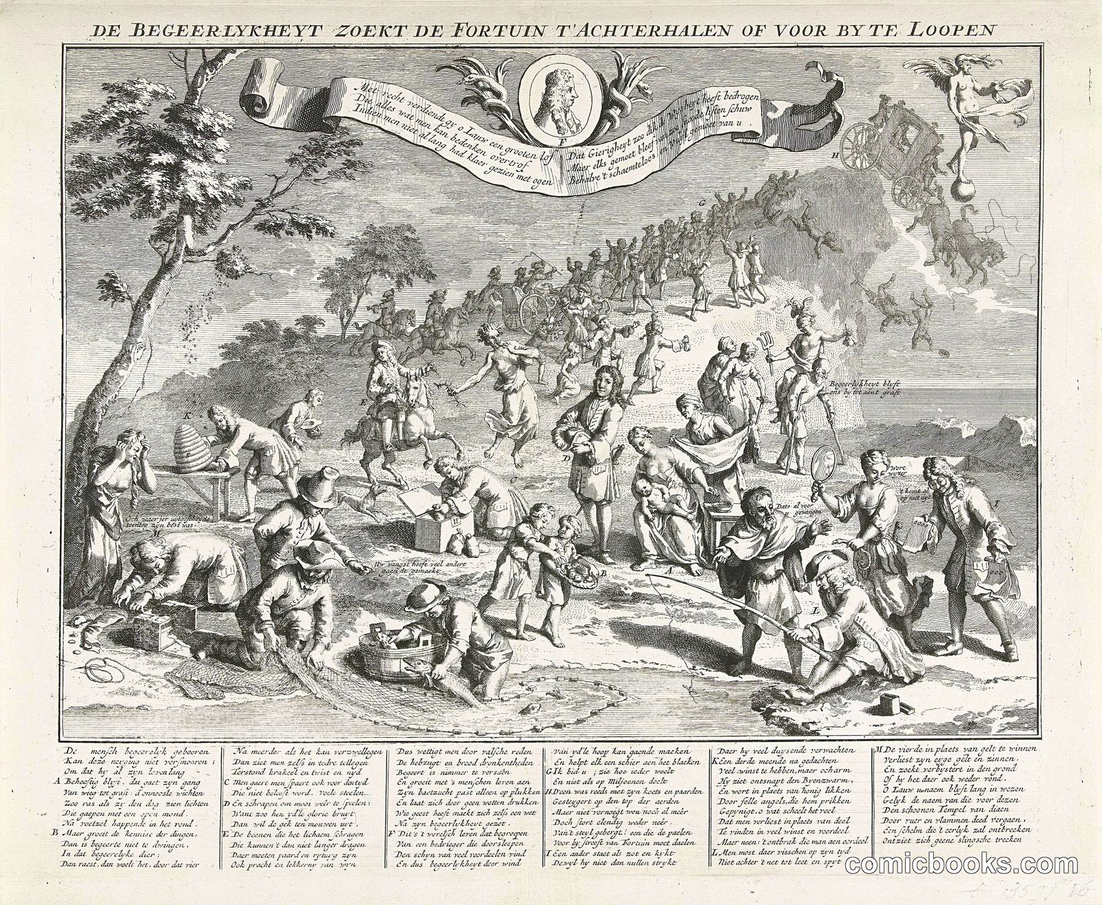 De Begeerlijkheyt Zoekt de Fortuin t'Achterhalen of Voor by te Loopen (Greed Seeks to Overtake Fortune)