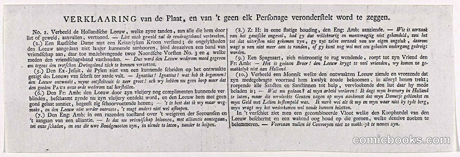 Verklaring van de spotprent: de Nederlandse Leeuw ontwaakt