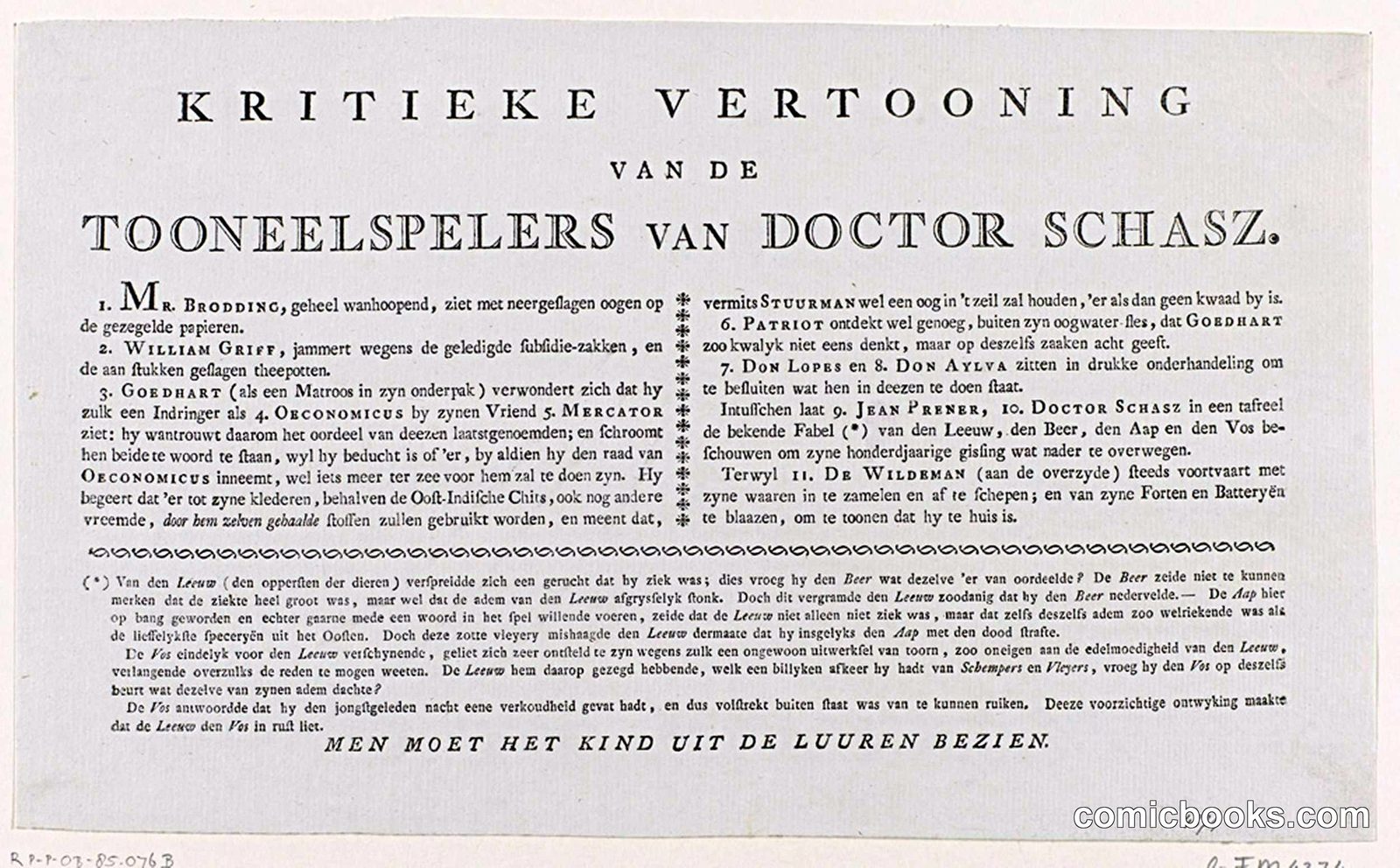 Critical Review of the Theatrical Players of Doctor Schasz