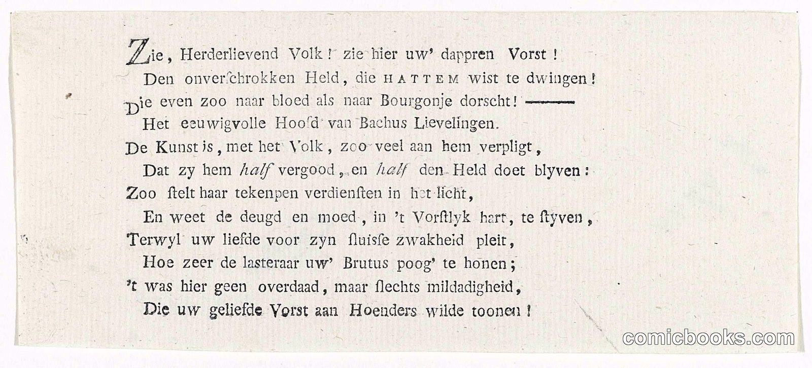 Verse on a Political Print: Willem V as Half-Soldier, Half-Bacchus