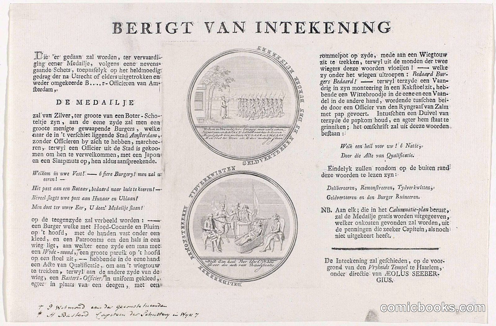 Spotprent op de terugkeer van de Amsterdamse patriotten uit Utrecht