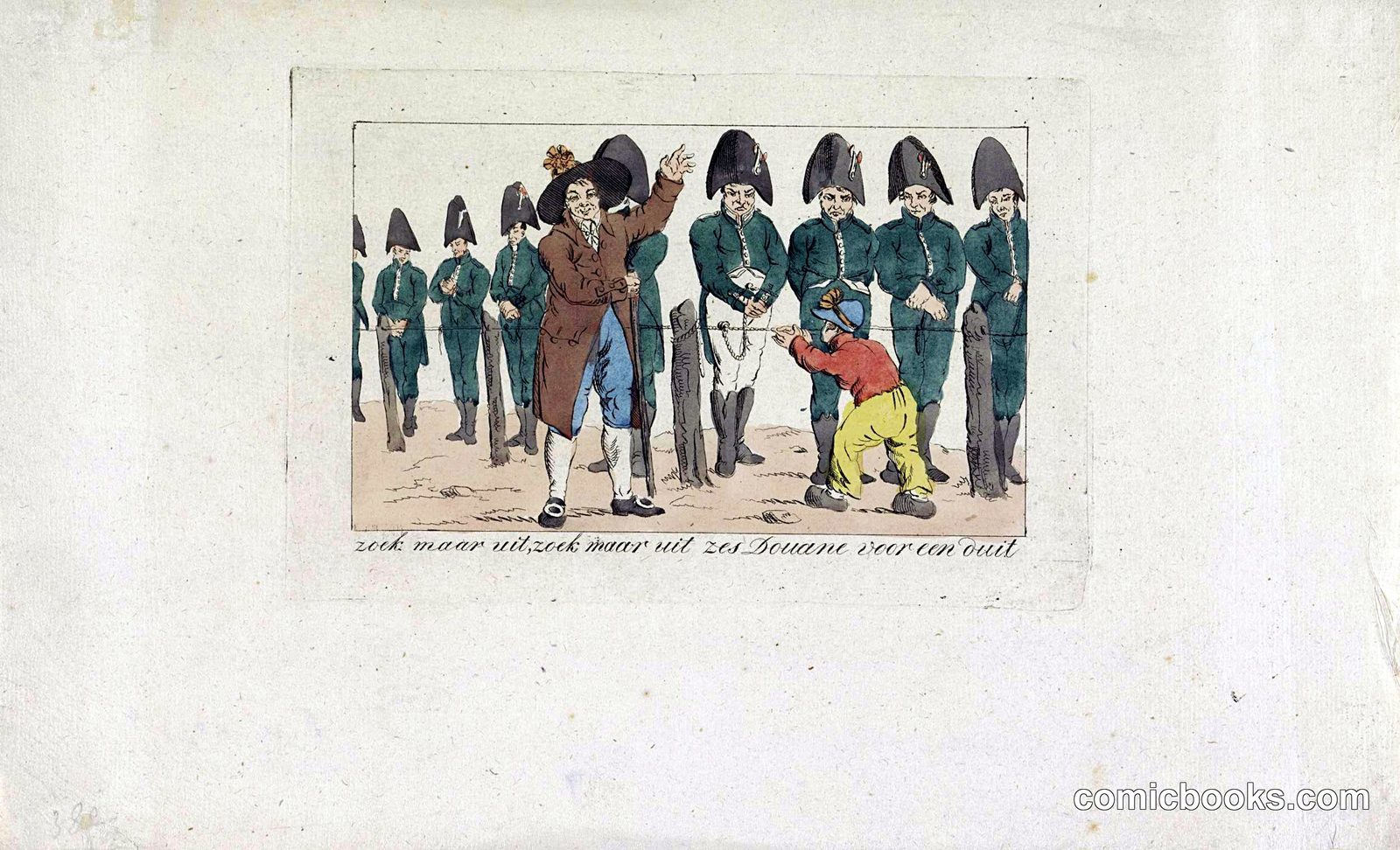 Spotprent op de douaniers [Political Print on the Customs Officers]