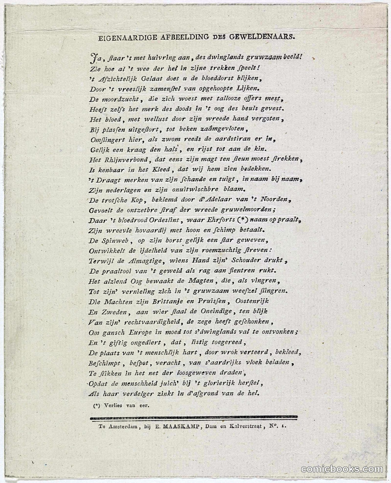Verse on a Satire of Napoleon