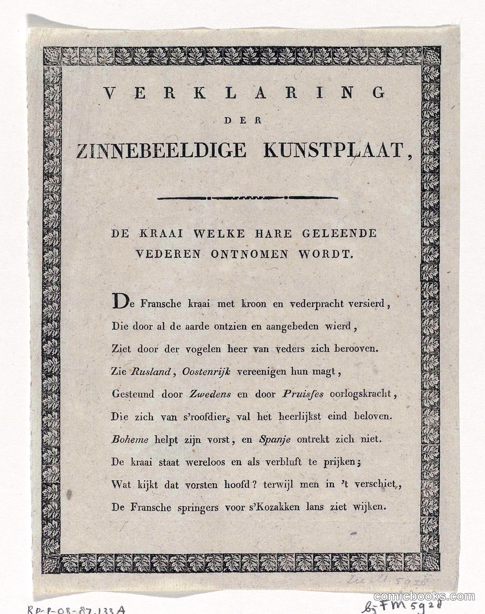 Explanation of the Satirical Print on the Jackdaw Stripped of Borrowed Feathers