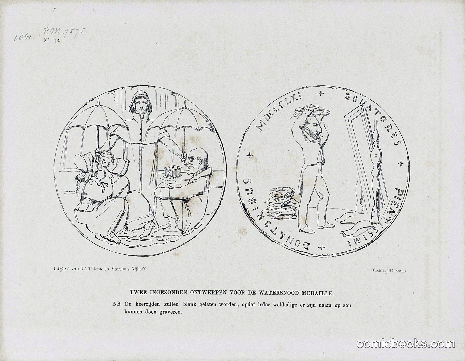 Two Rejected Designs for a Charity Medal Commemorating the Flood