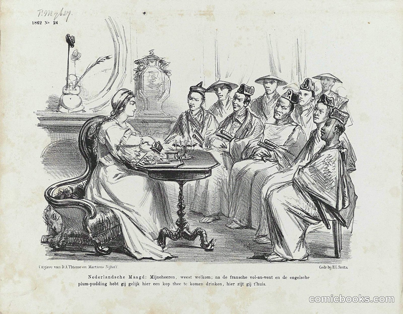 Dutch Maiden Serving Tea to Japanese Visitors