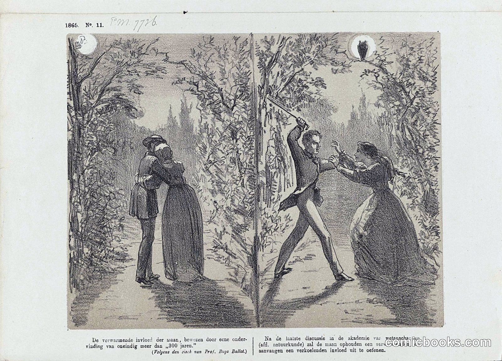 Spotprent over de invloed van de maan