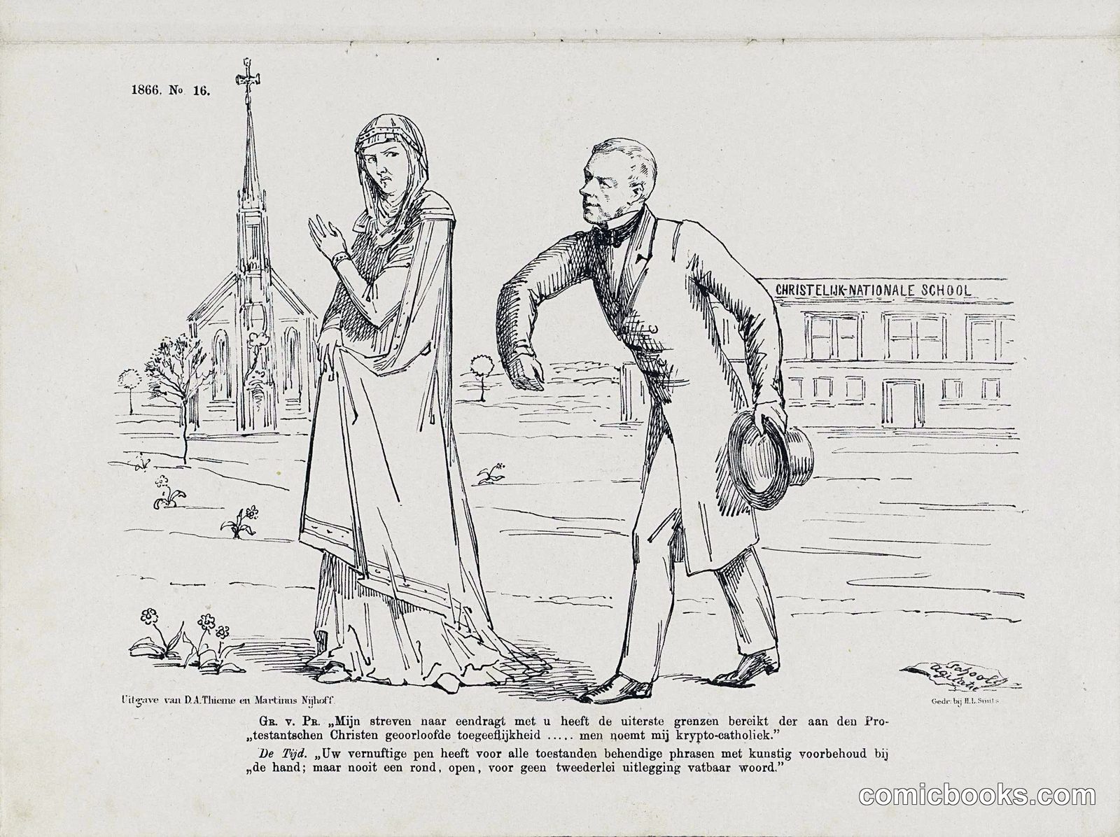 Religious and Political Satire: A Dutch Cartoon, 1866