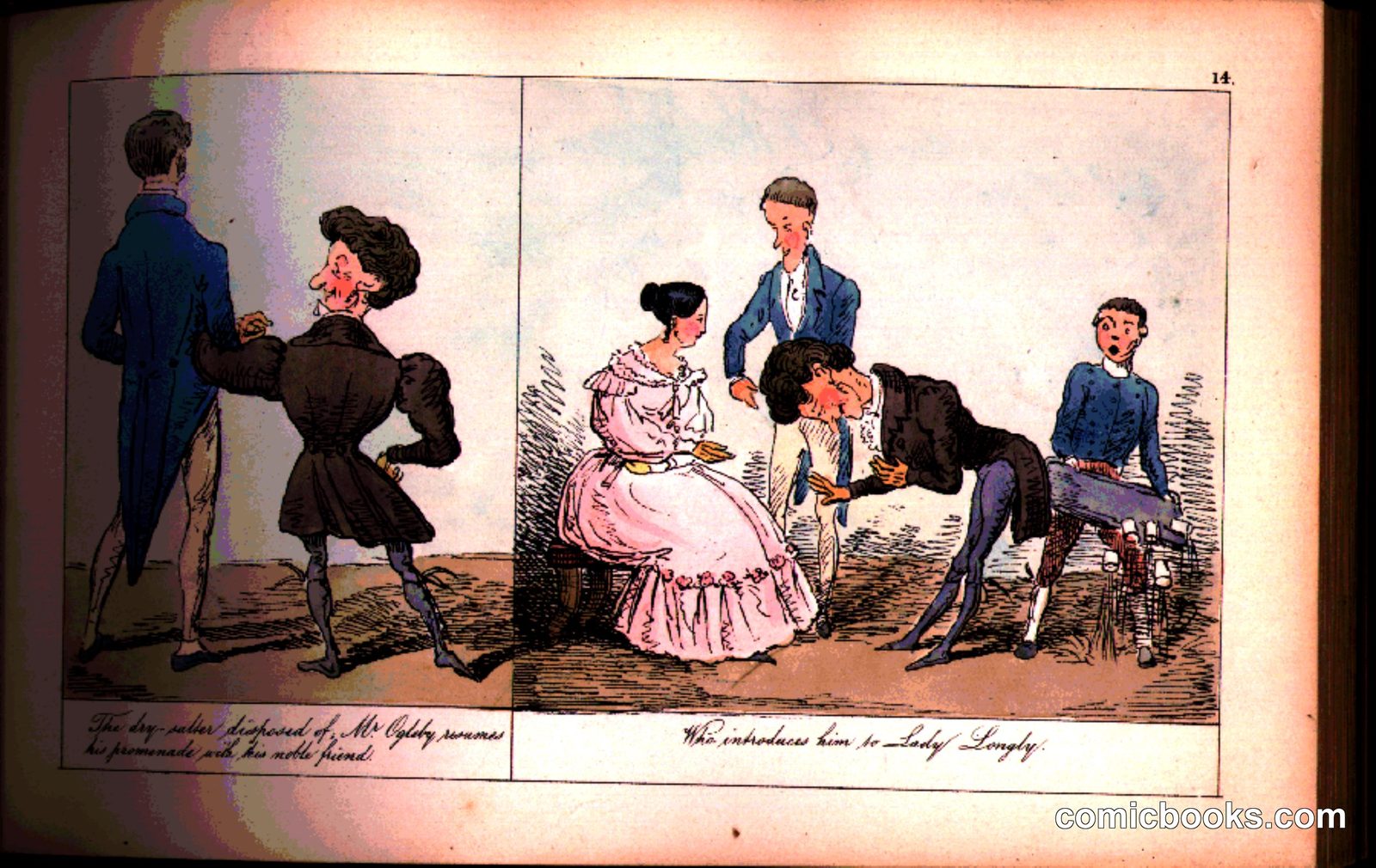 Beau Ogleby, Plate 14: A Noble Introduction by after Rodolphe Töpffer (Tilt & Bogue)