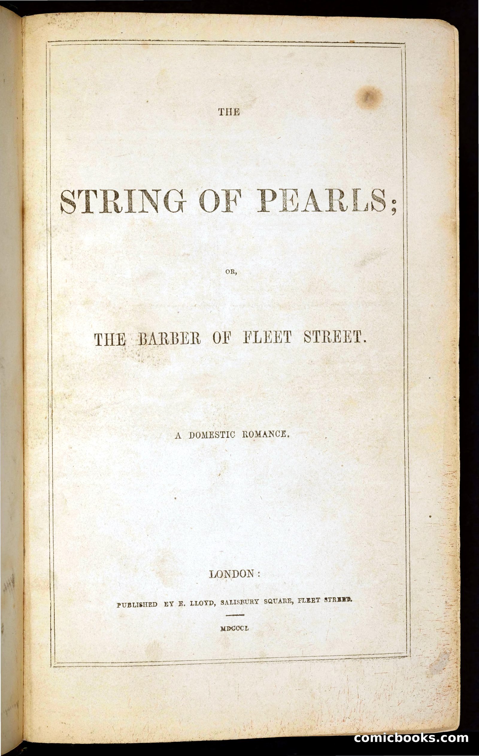 The String of Pearls; or, The Barber of Fleet Street by Rymer, James Malcolm, approximately 1814-1884