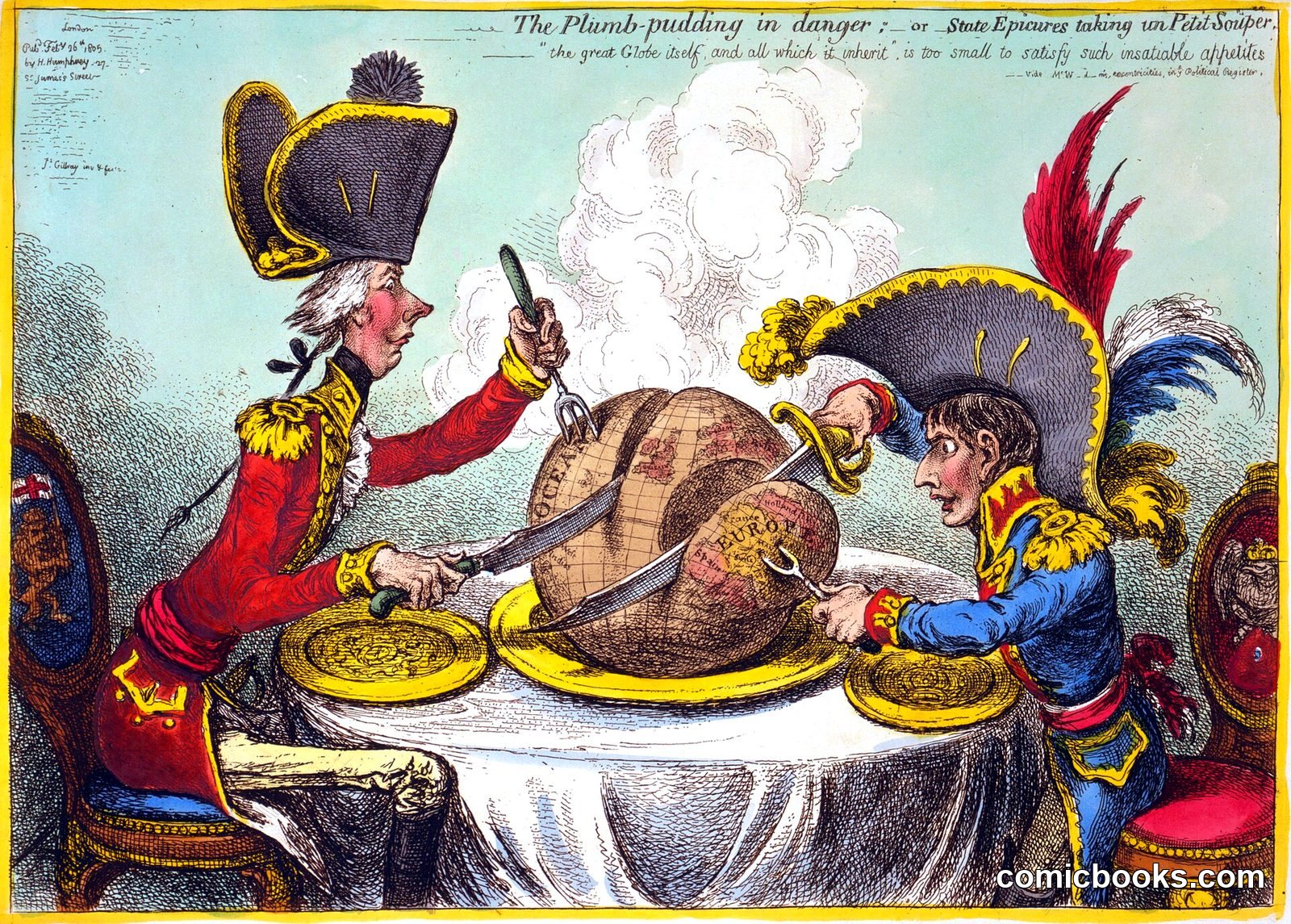 The Plumb-pudding in Danger by James Gillray