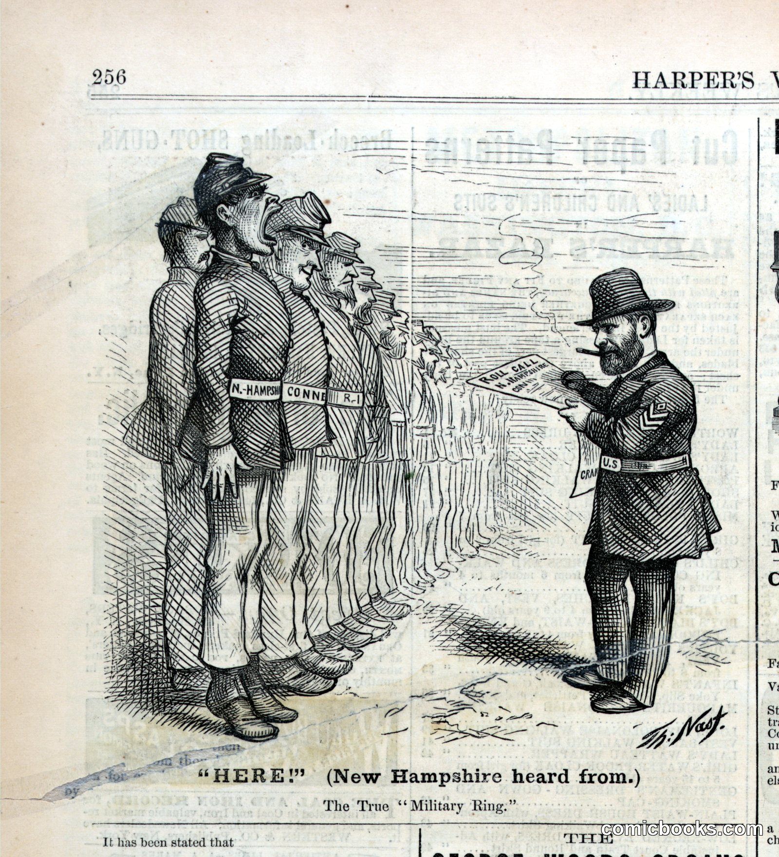 "HERE!" (New Hampshire heard from.) The True "Military Ring." by Nast, Thomas, 1840-1902, artist